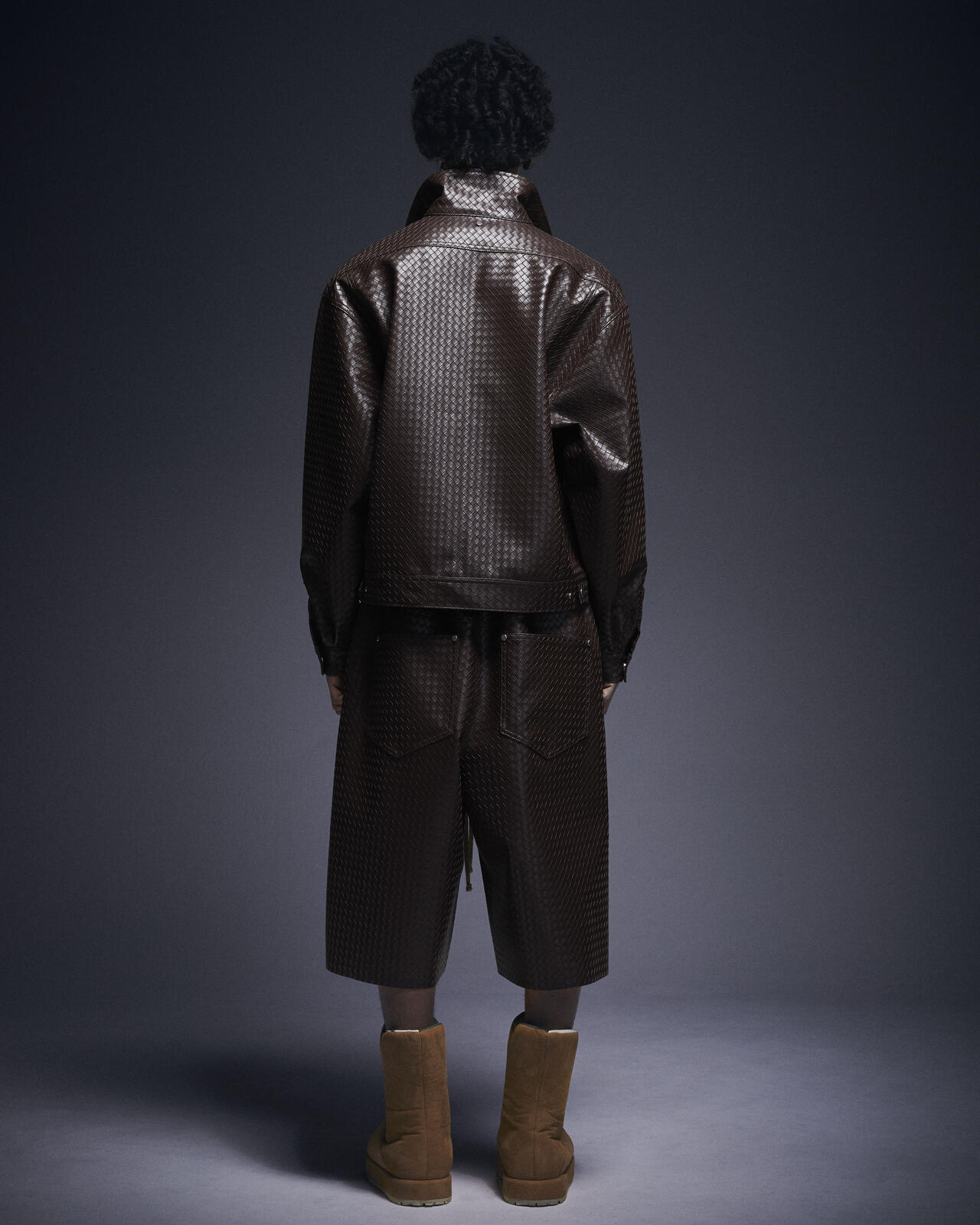 DankeSchon/ダンケシェーン/WOVEN FAUX LEATHER BLOUSON