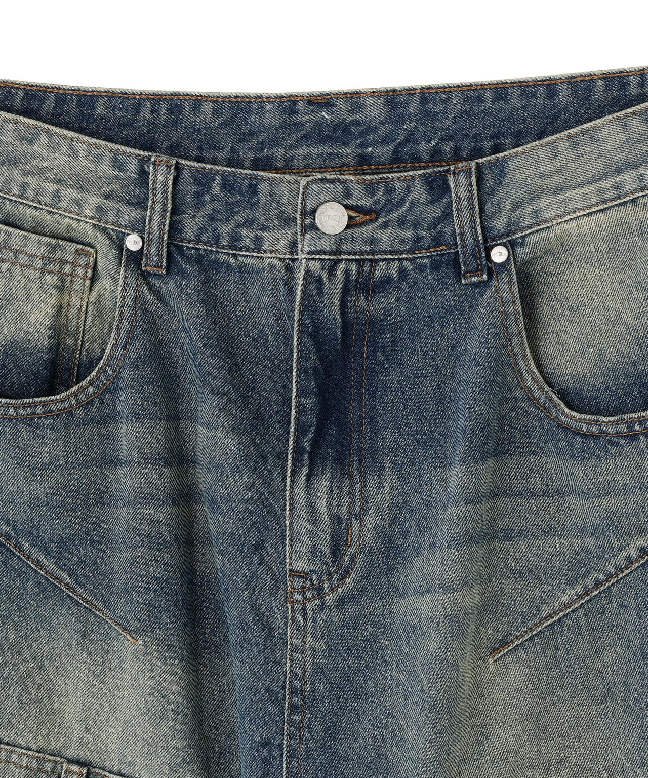 SIS/エスアイエス/Washed Denim Wide Cargo Pants