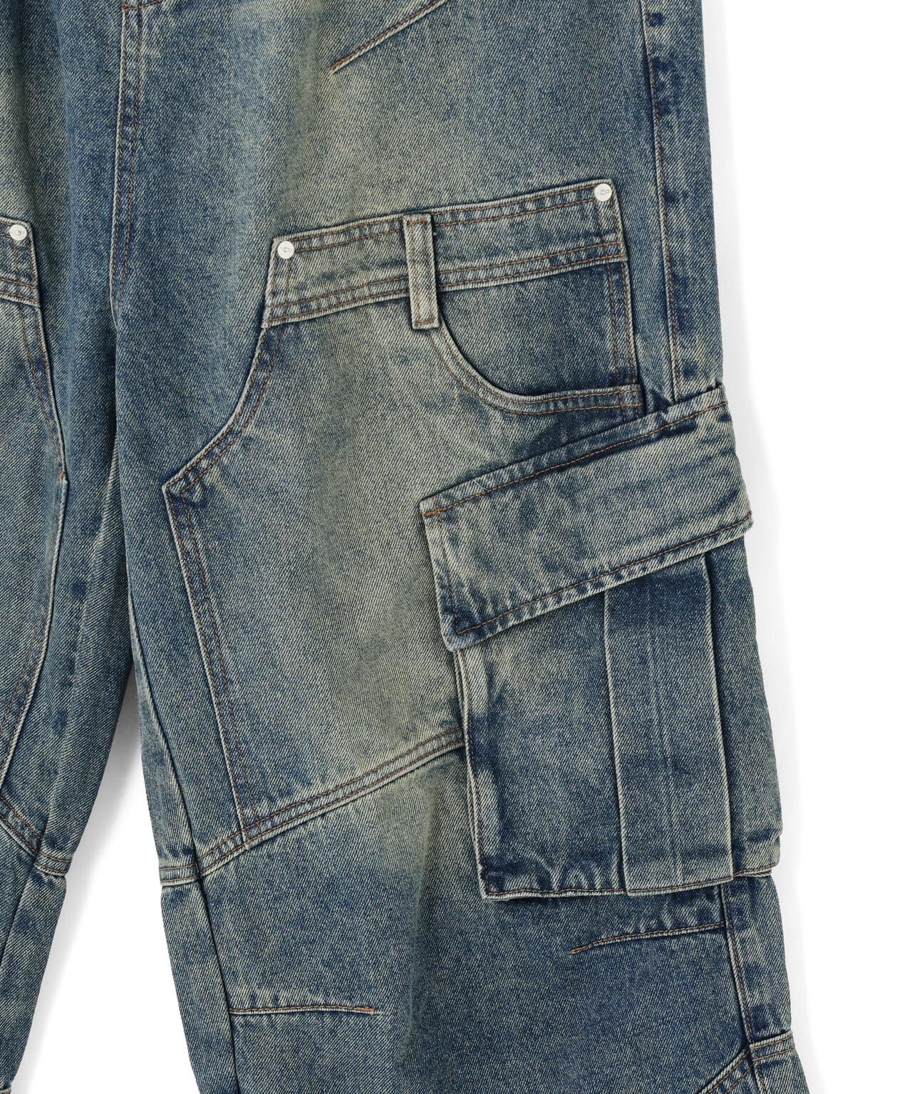 SIS/エスアイエス/Washed Denim Wide Cargo Pants