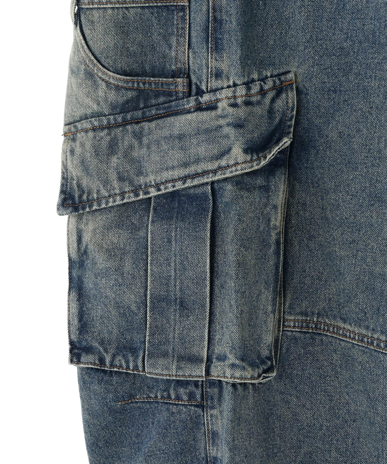 SIS/エスアイエス/Washed Denim Wide Cargo Pants