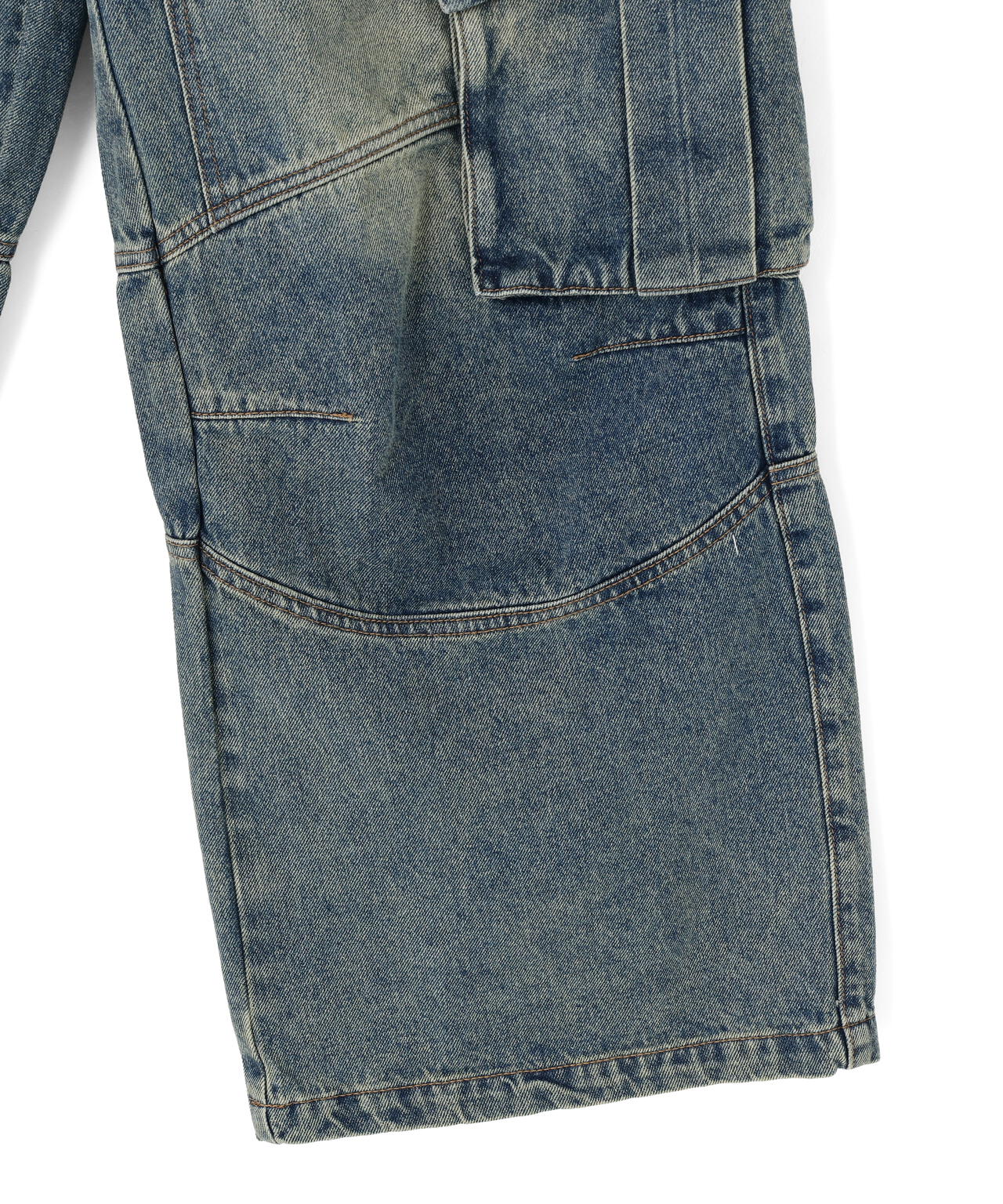 SIS/エスアイエス/Washed Denim Wide Cargo Pants