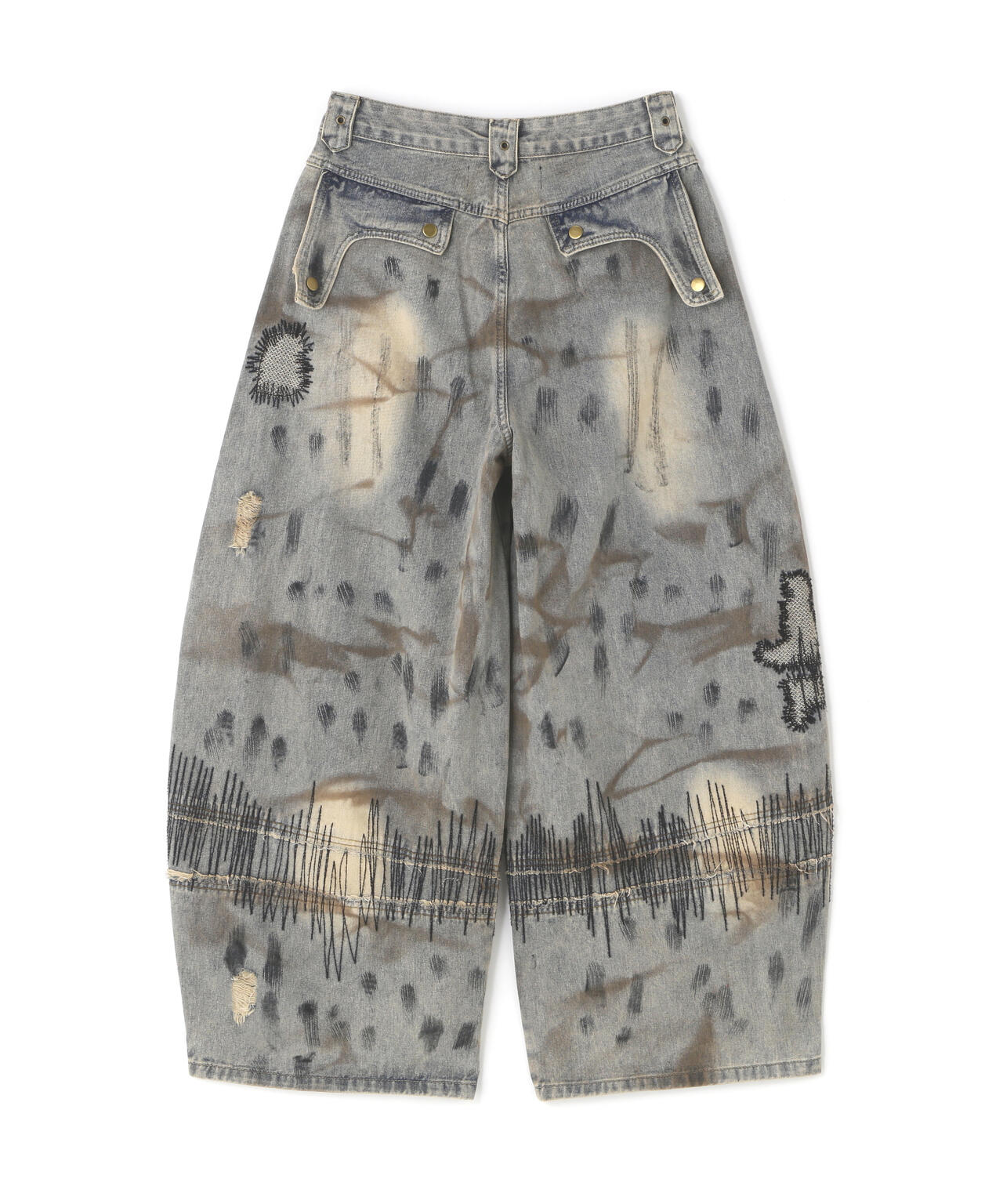 MAVYTH/メヴィス/W-ZIP EMBROIDERY WIDE DENIM PANT