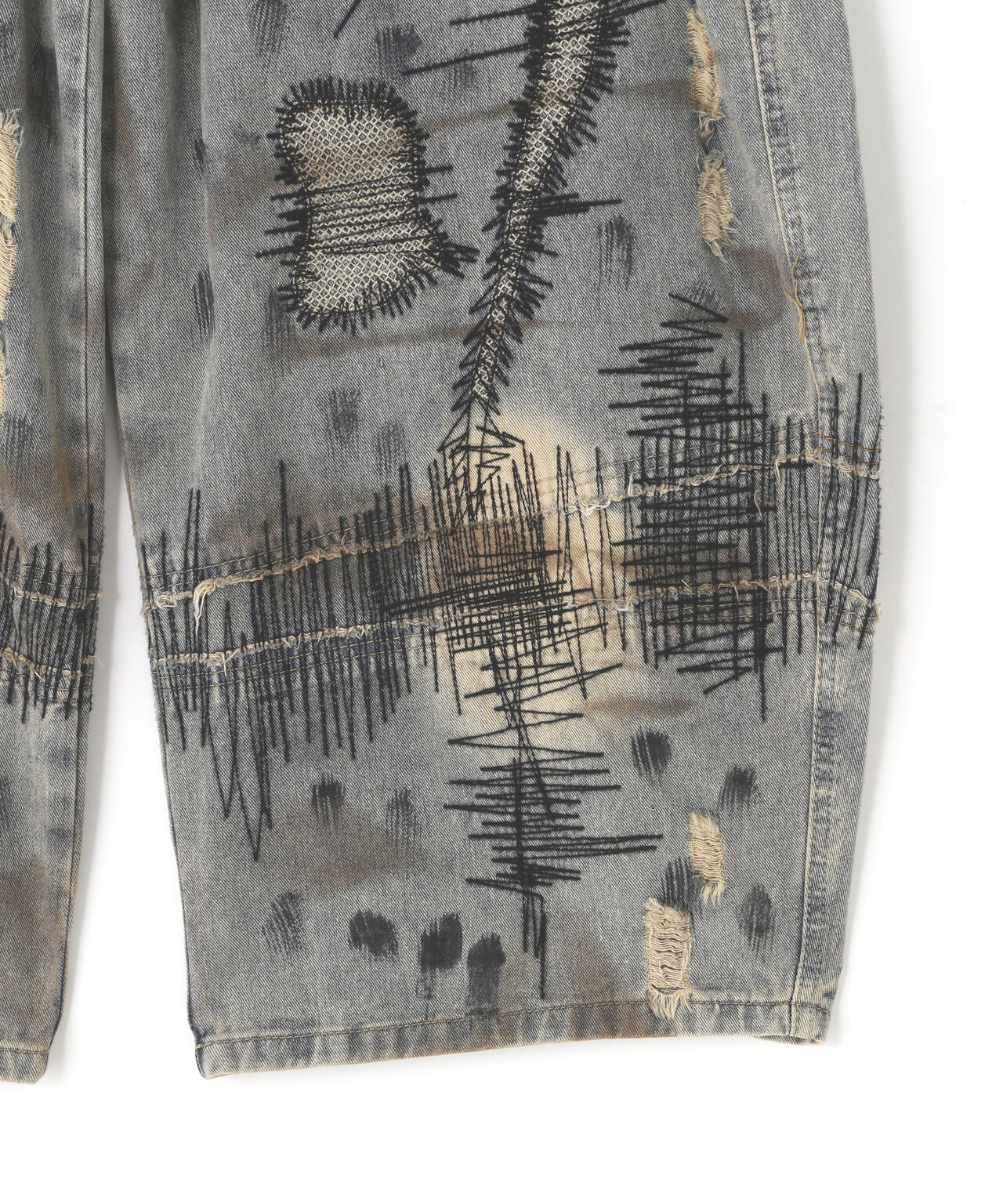 MAVYTH/メヴィス/W-ZIP EMBROIDERY WIDE DENIM PANT