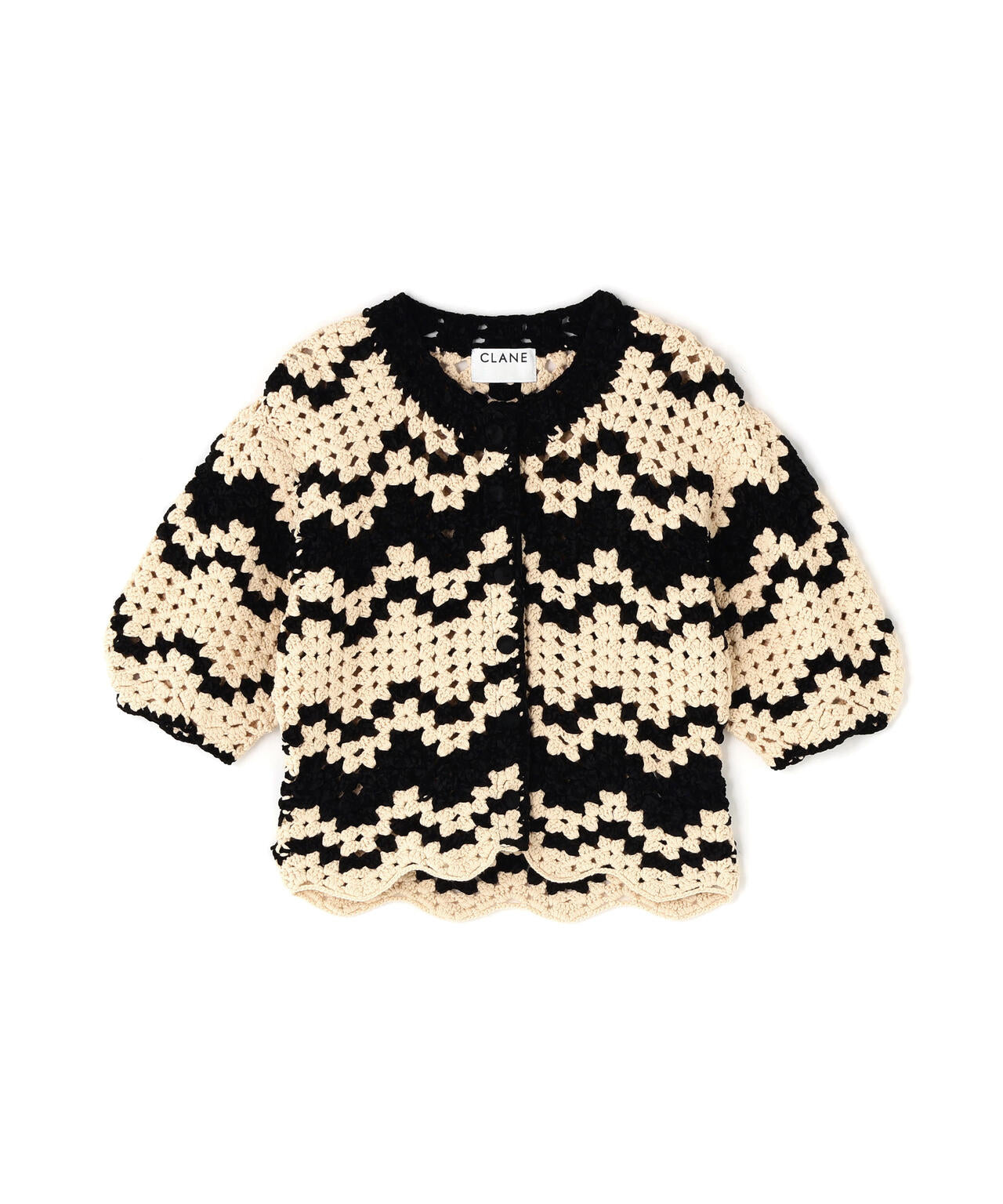 CLANE/クラネ/MALL BORDER HAND CROCHET KNIT CARDIGAN