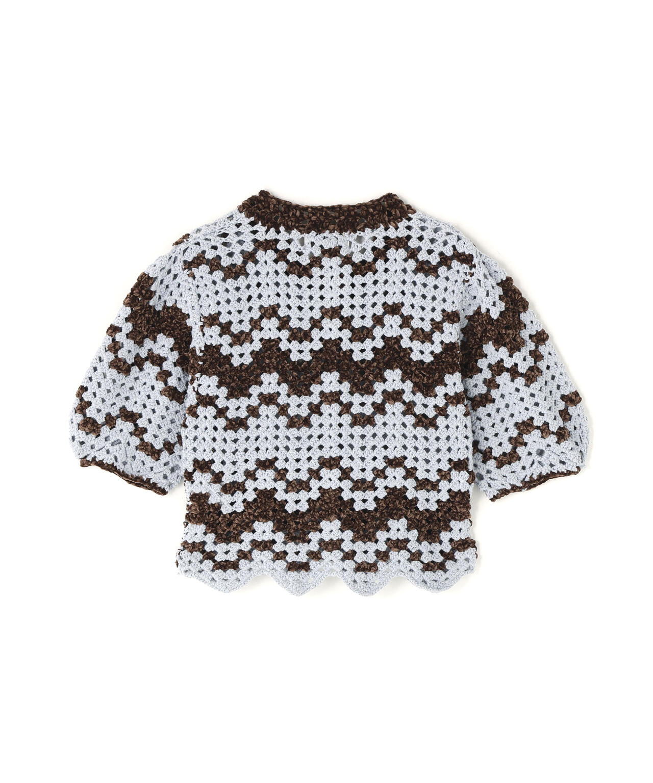 CLANE/クラネ/MALL BORDER HAND CROCHET KNIT CARDIGAN