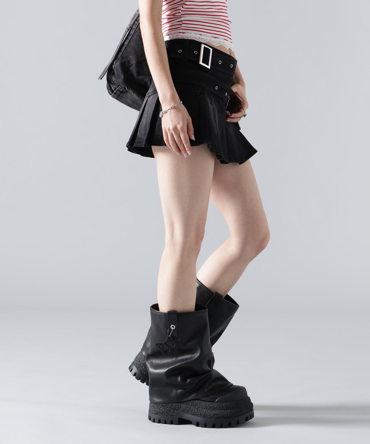 MAVYTH/メヴィス/W BELT DENIM MINI SKIRT