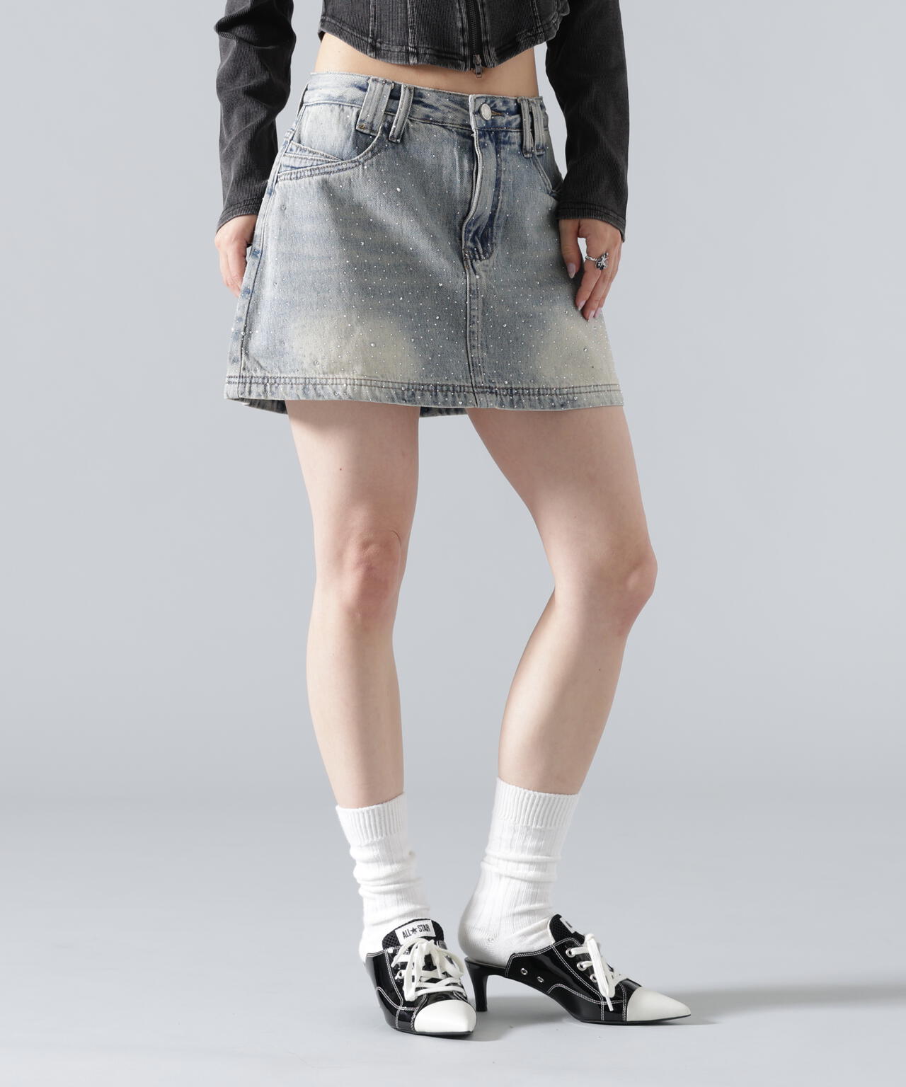 MAVYTH/メヴィス/RHINESTONE MINI SKIRT