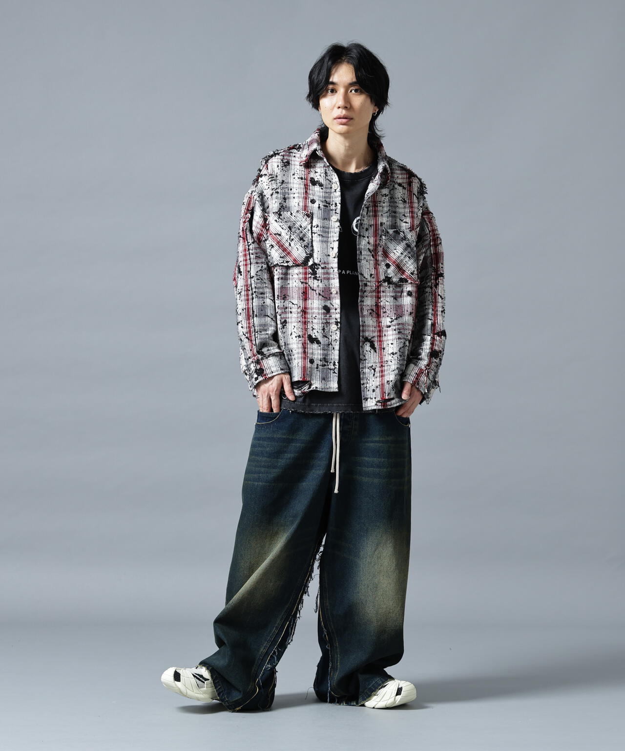 DankeSchon/ダンケシェーン/FLANNEL DAMAGE SHIRTS GRIME