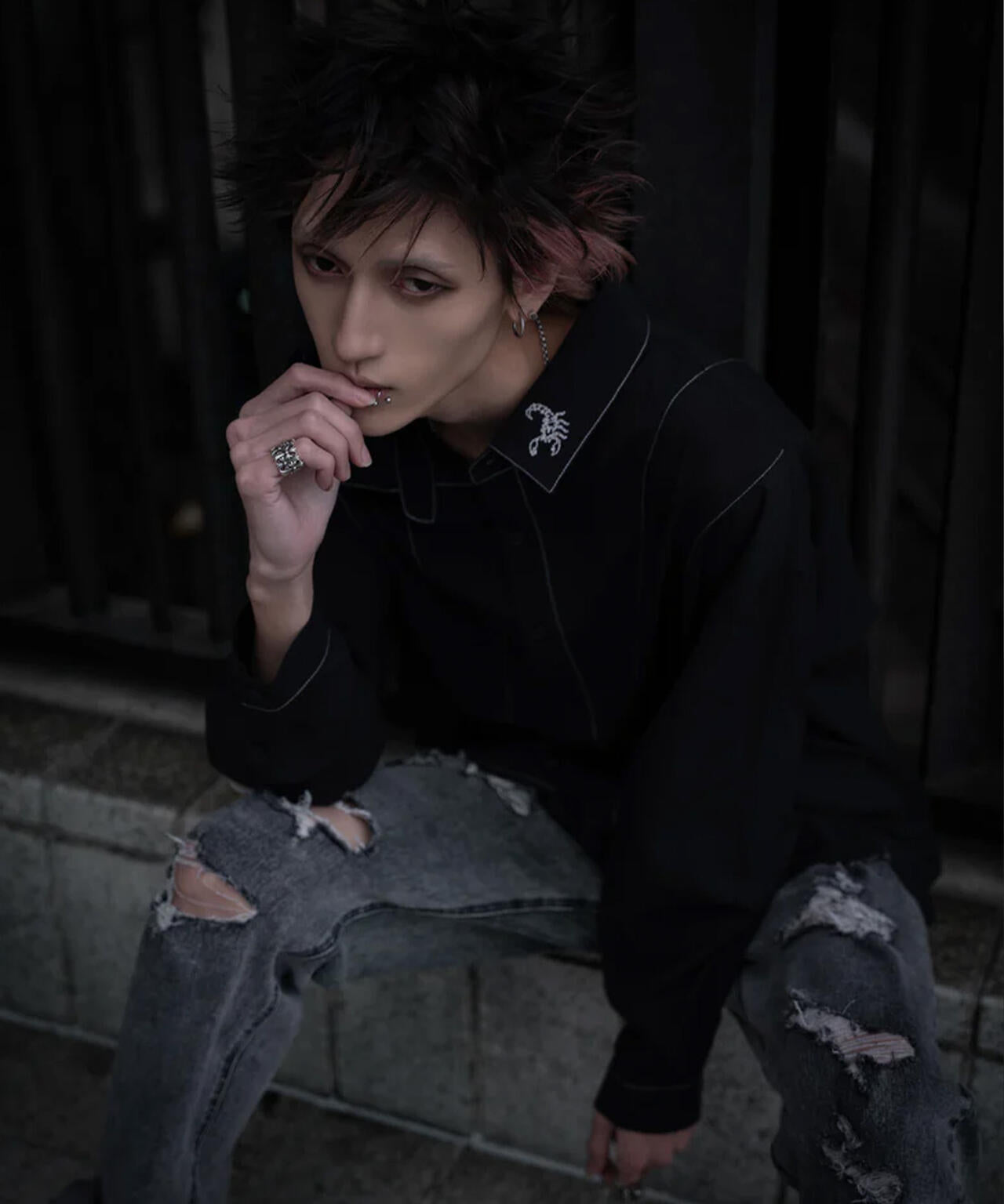 gibous/ギボス/Sheer Stitch Scorpion Shirt