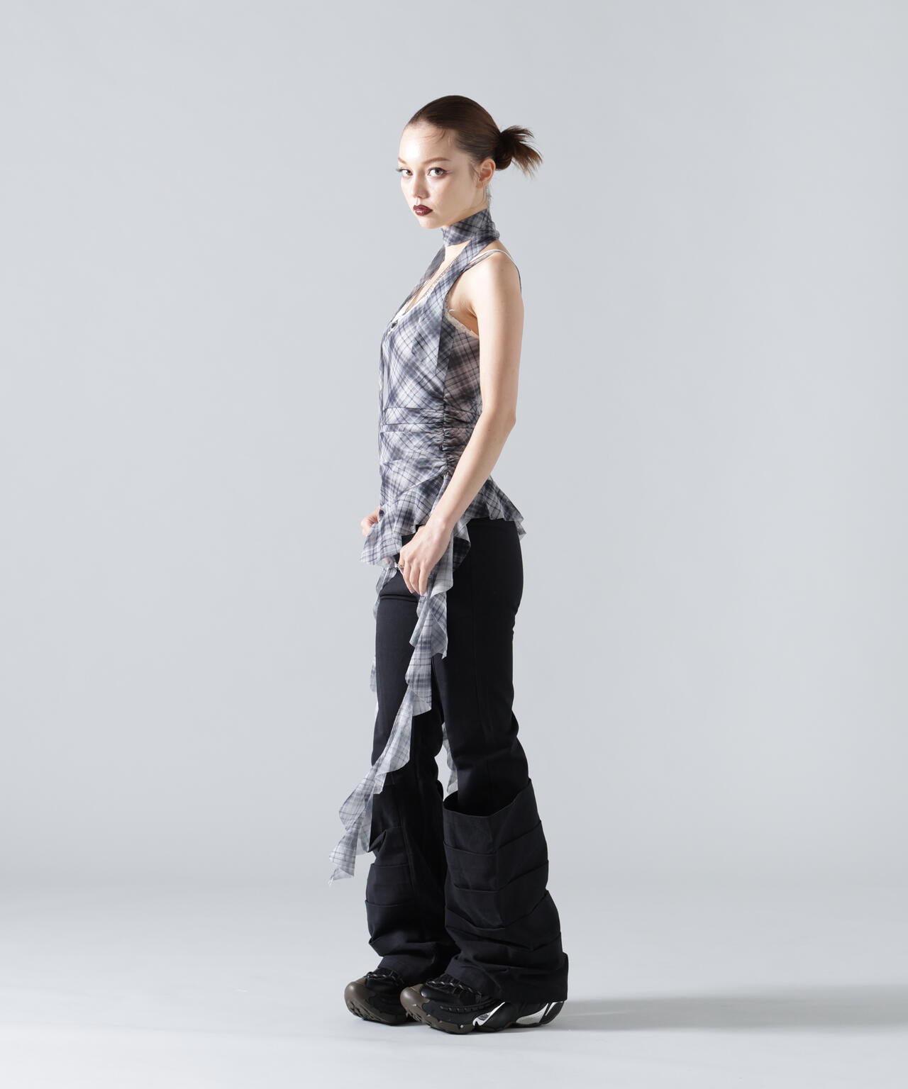 MAVYTH/メヴィス/ASYMMETRY FRILL CHECK TOP