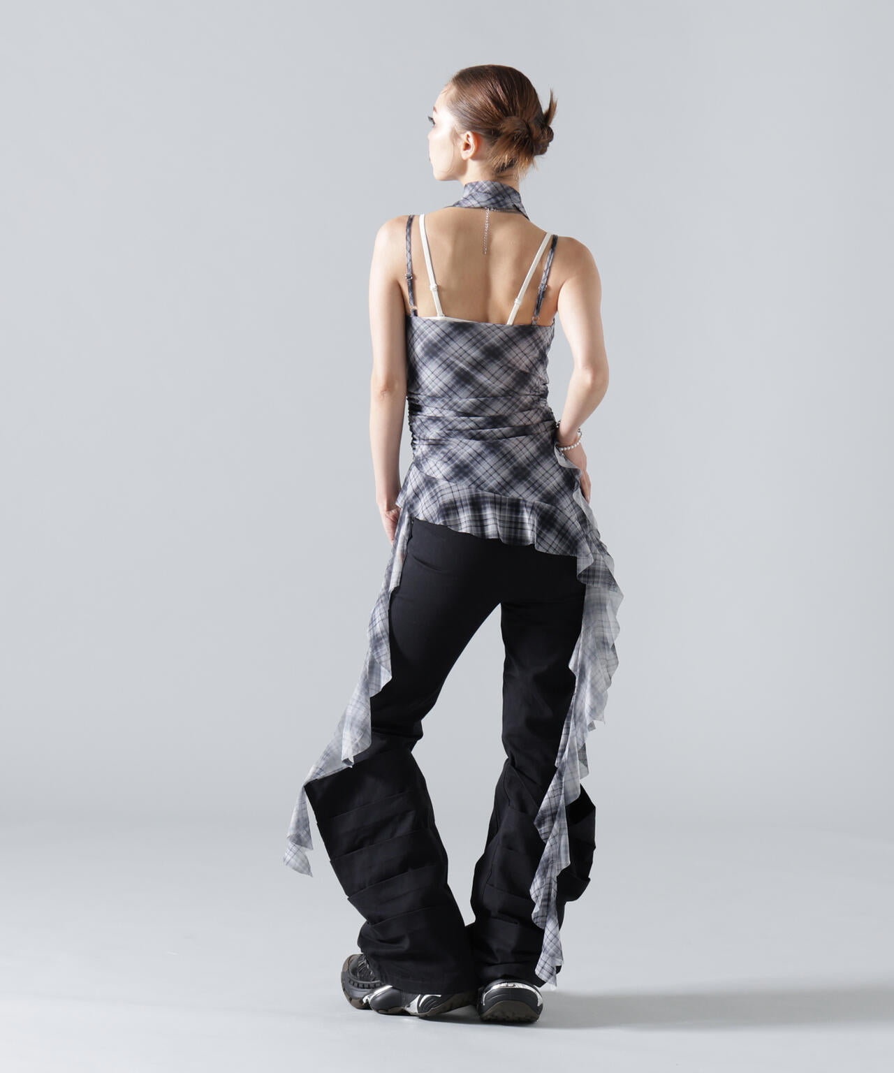 MAVYTH/メヴィス/ASYMMETRY FRILL CHECK TOP