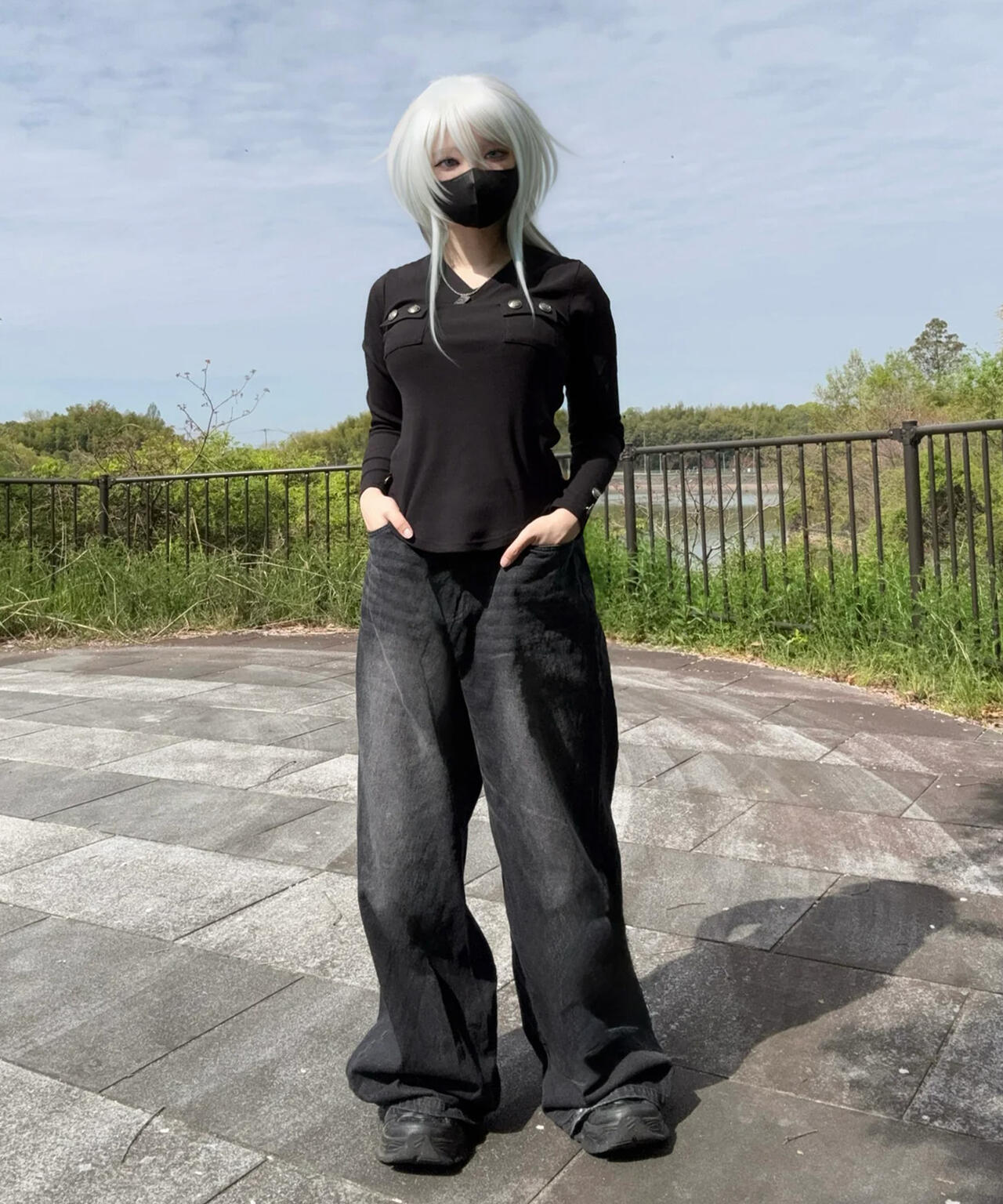 gibous/ギボス/Button v neck tops