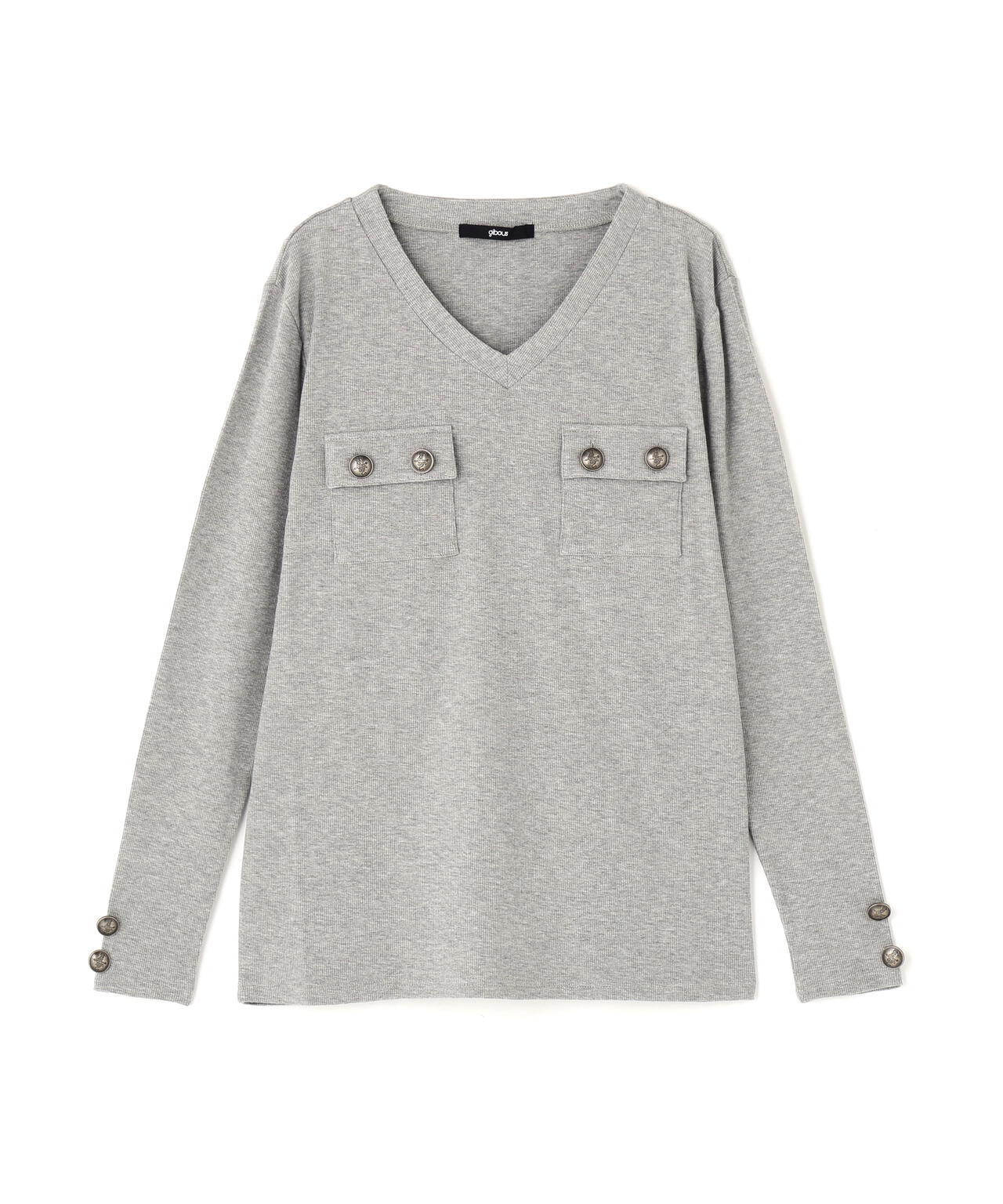 gibous/ギボス/Button v neck tops