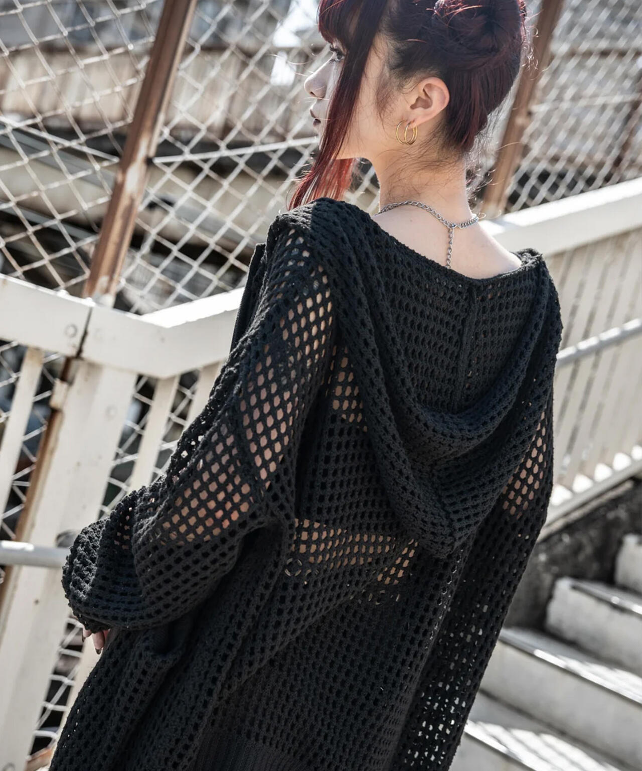 gibous/ギボス/Cross Snake Mesh Parker