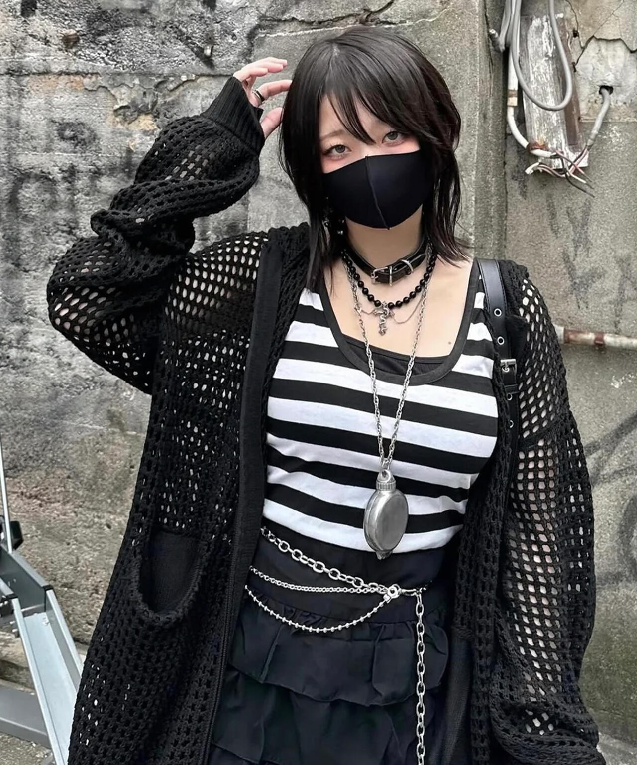 gibous/ギボス/Cross Snake Mesh Parker