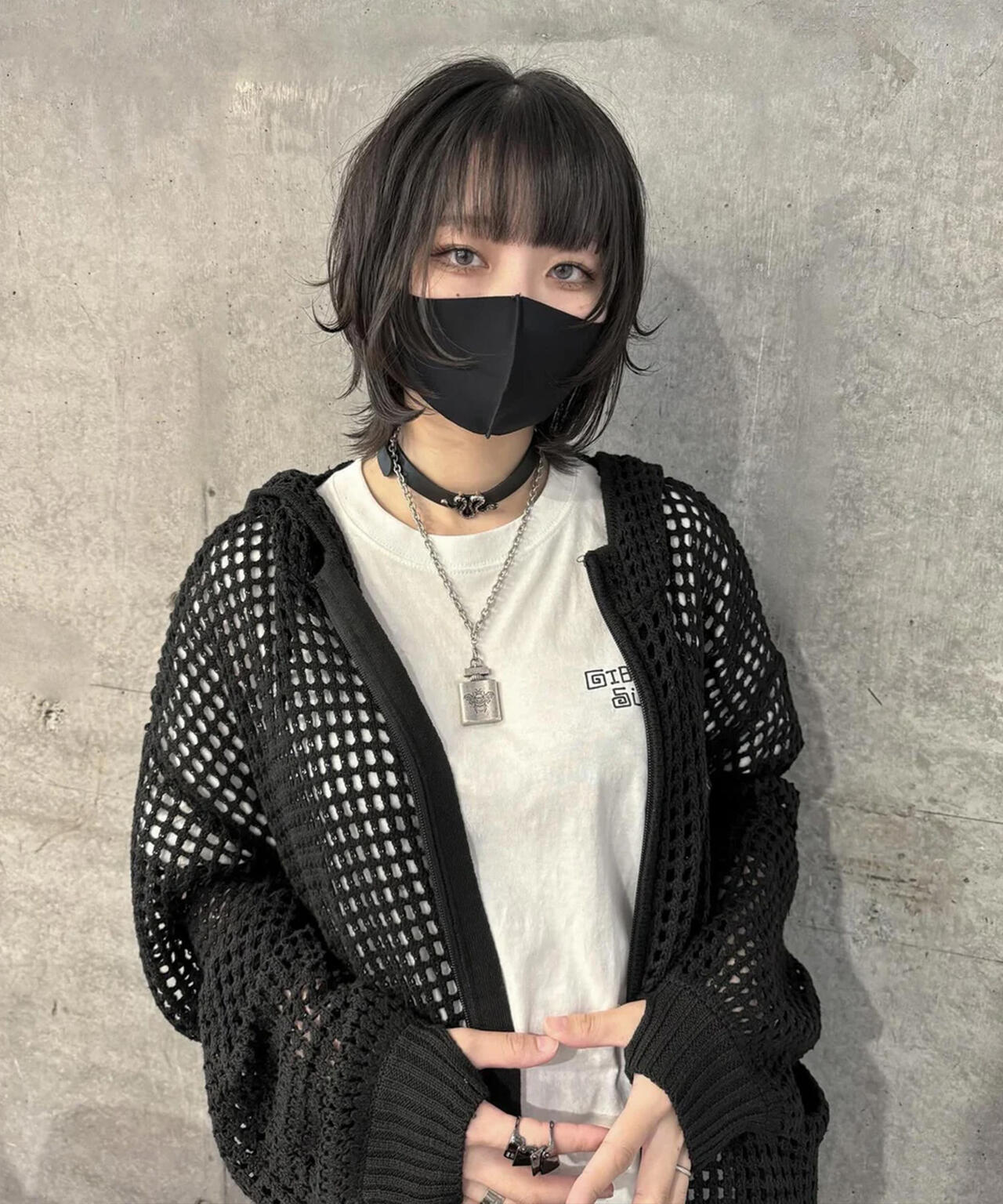 gibous/ギボス/Cross Snake Mesh Parker