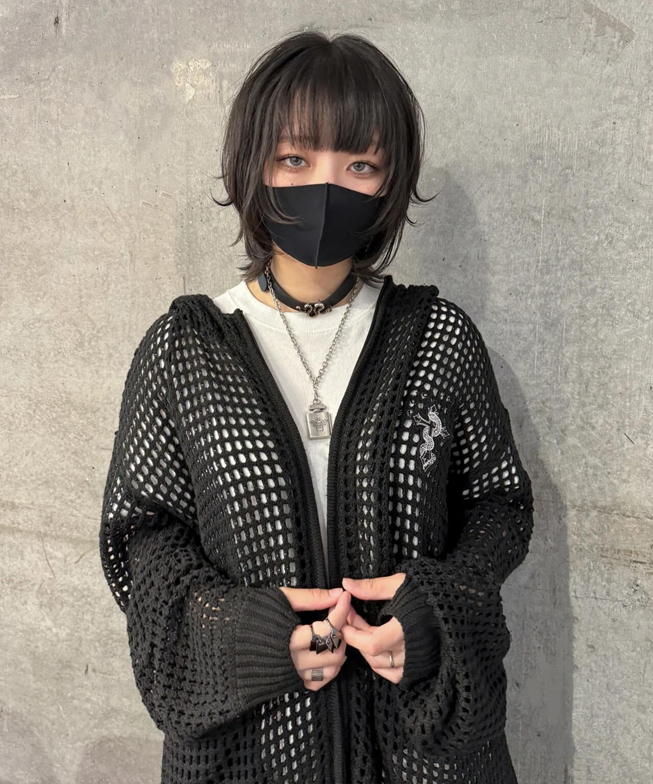 gibous/ギボス/Cross Snake Mesh Parker