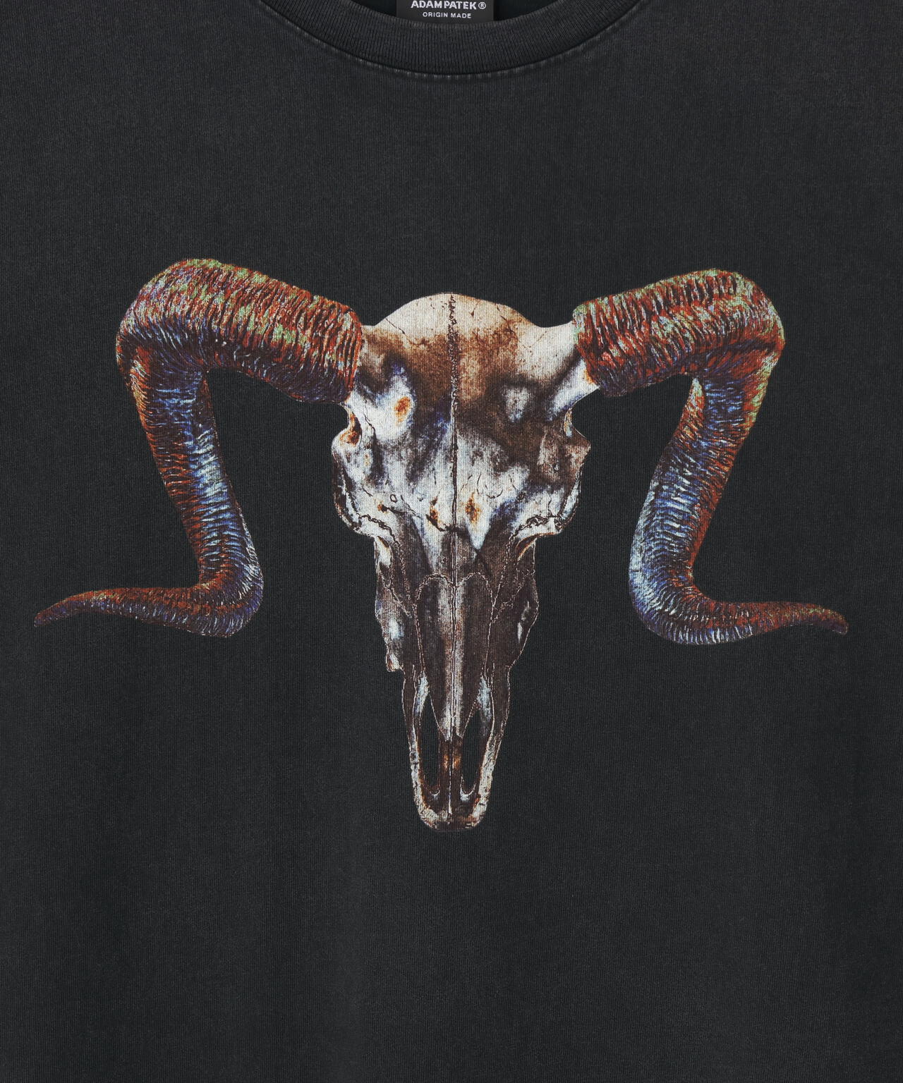 ADAMPATEK/アダムパテック/RED:BANSHEE　Ram Skull Graphic short sleeve t-shirt