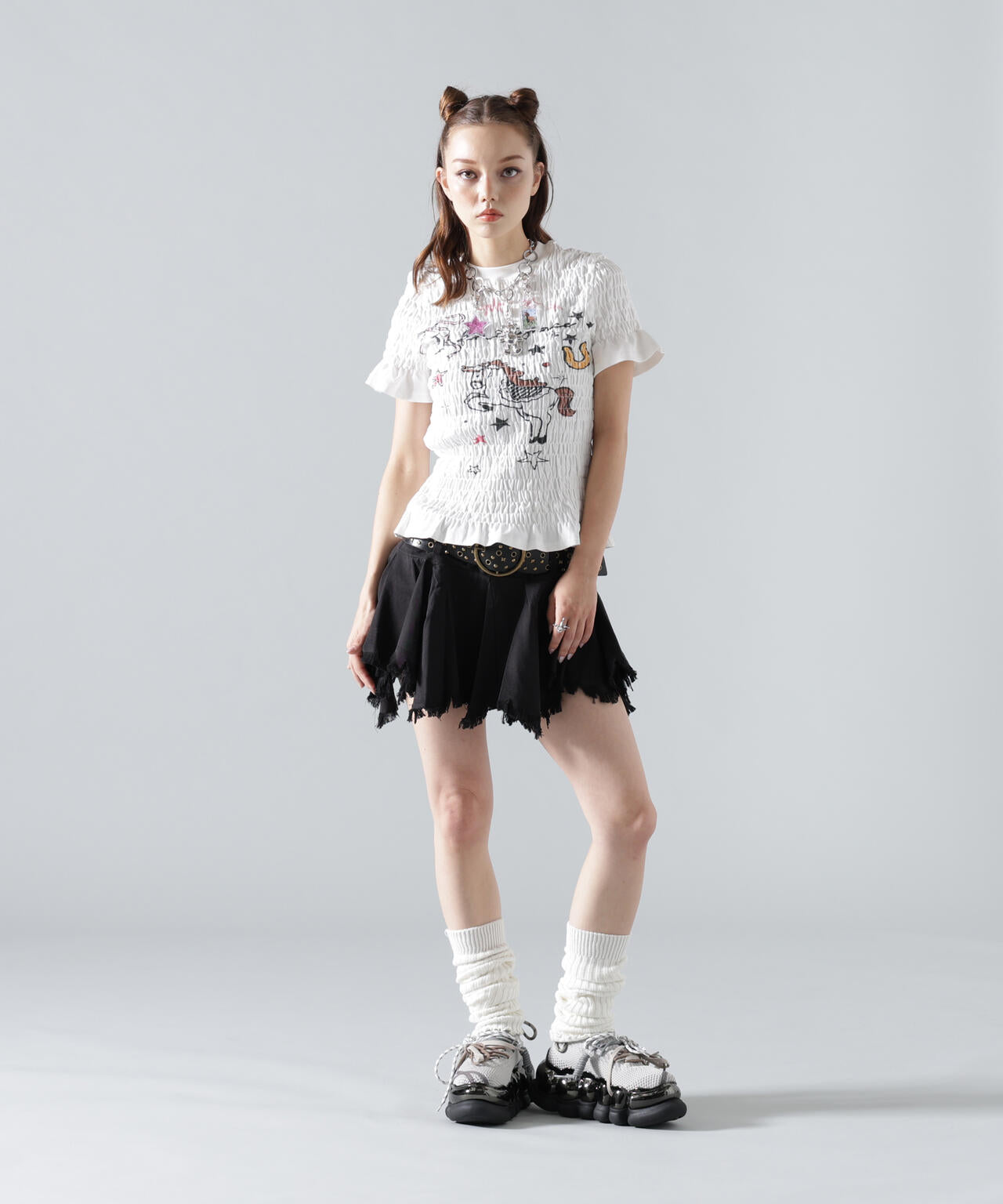 MAVYTH/メヴィス/SHIRRING PONY TEE