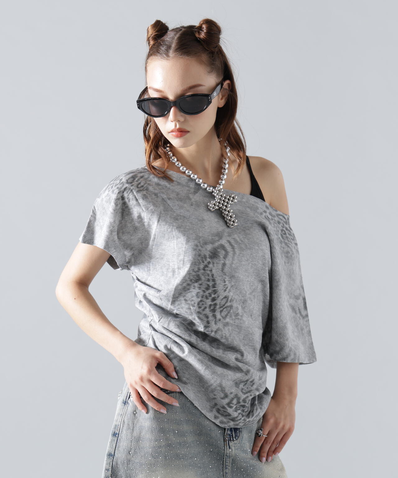 ＭMAVYTH/メヴィス/LEOPARD OFF-SHOULDER TOPS