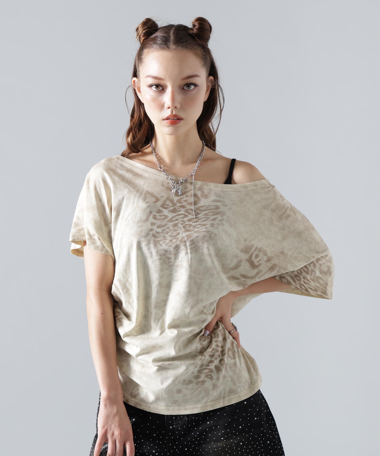 ＭMAVYTH/メヴィス/LEOPARD OFF-SHOULDER TOPS