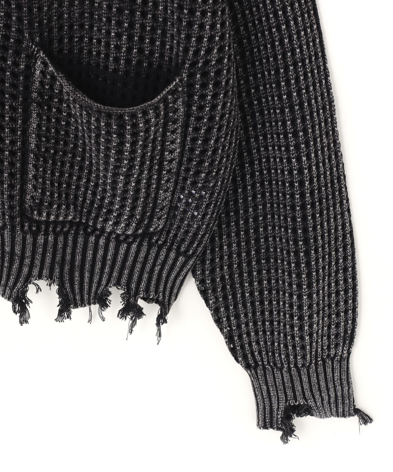 DankeSchon/ダンケシェーン/PIGMENT DAMAGE MESH CARDIGAN