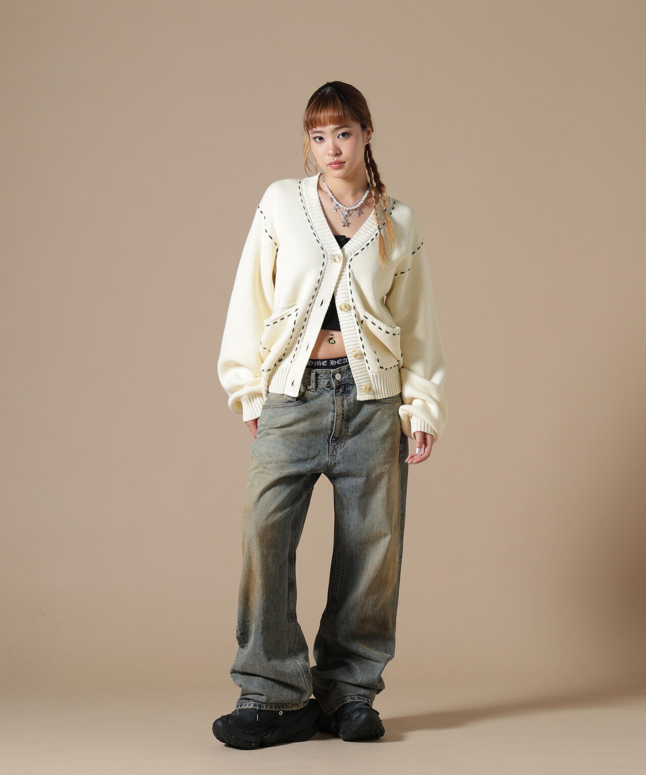 DankeSchon/ダンケシェーン/WOMEN STITCH KNIT CARDIGAN