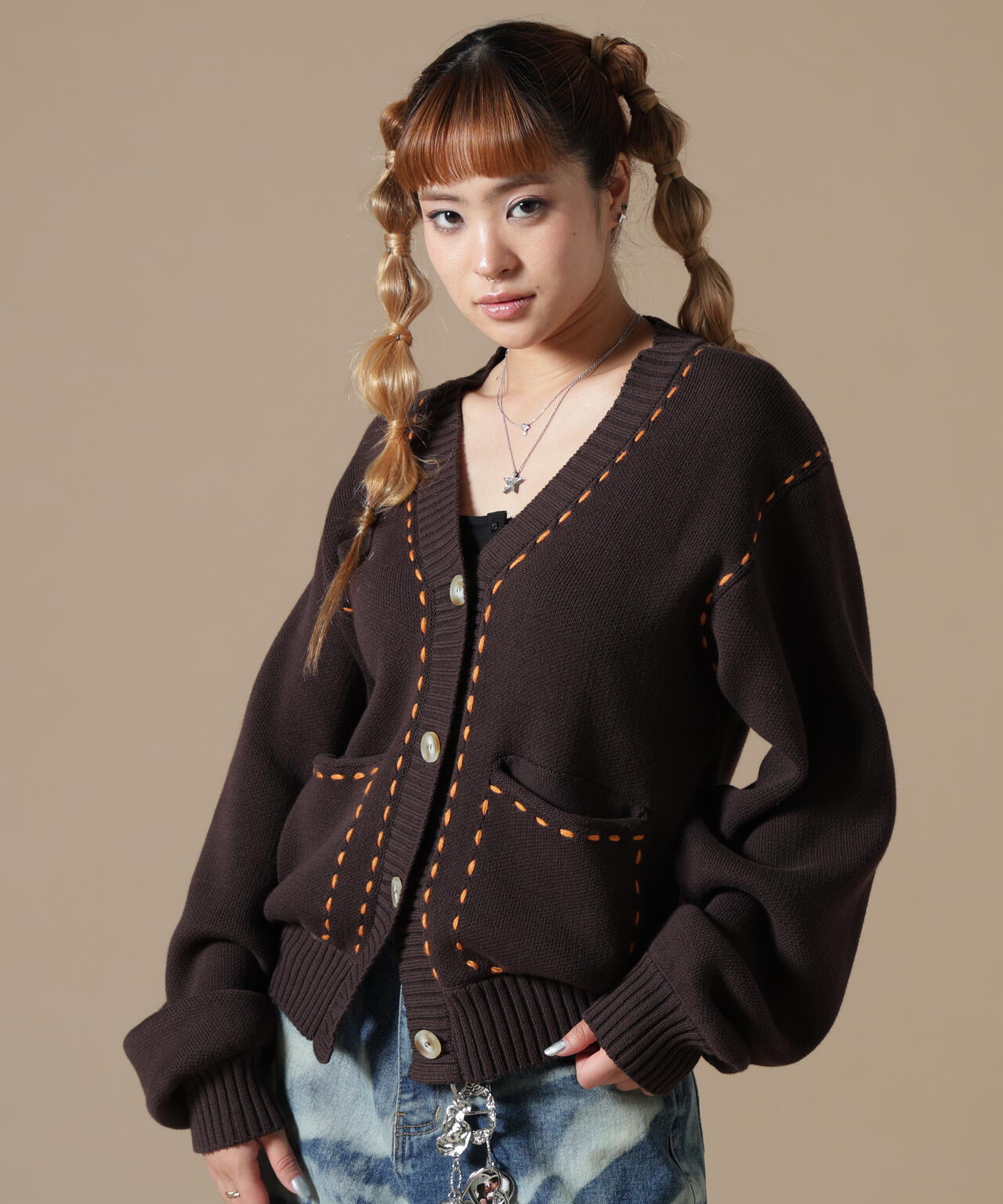 DankeSchon/ダンケシェーン/WOMEN STITCH KNIT CARDIGAN