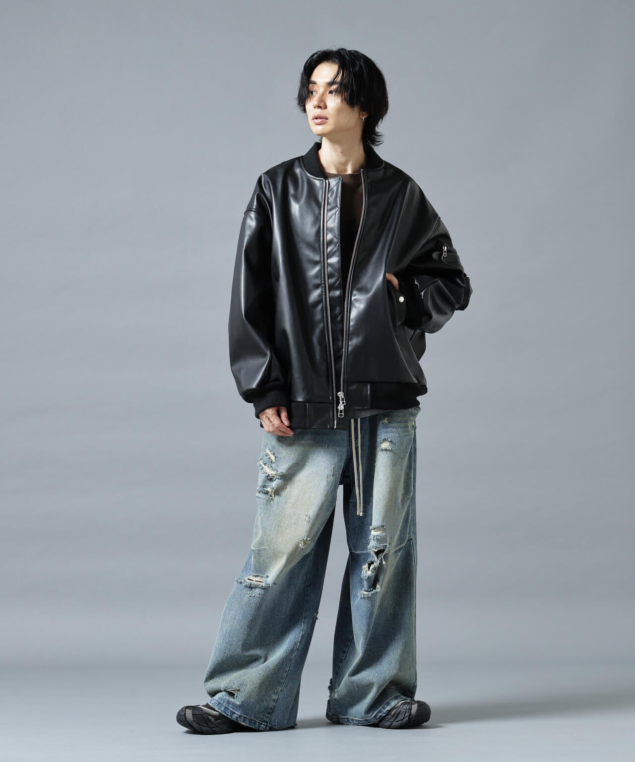 DankeSchon/ダンケシェーン/FAUXLEATHER OVERSIZED MA-1
