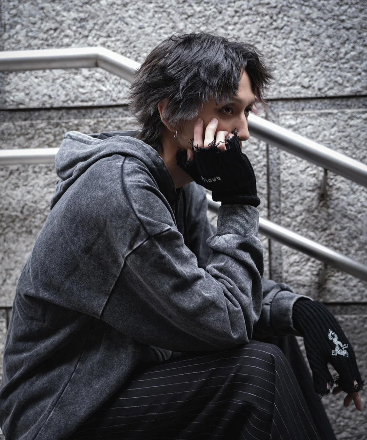 gibous/ギボス/Damage knit arm cover