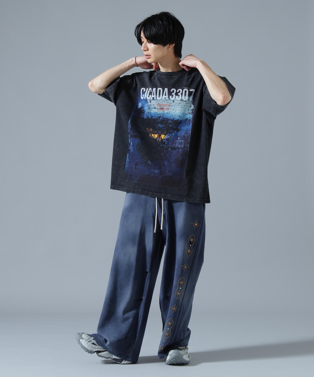 DankeSchon/ダンケシェーン/STUDS SWEAT BAGGY PANTS