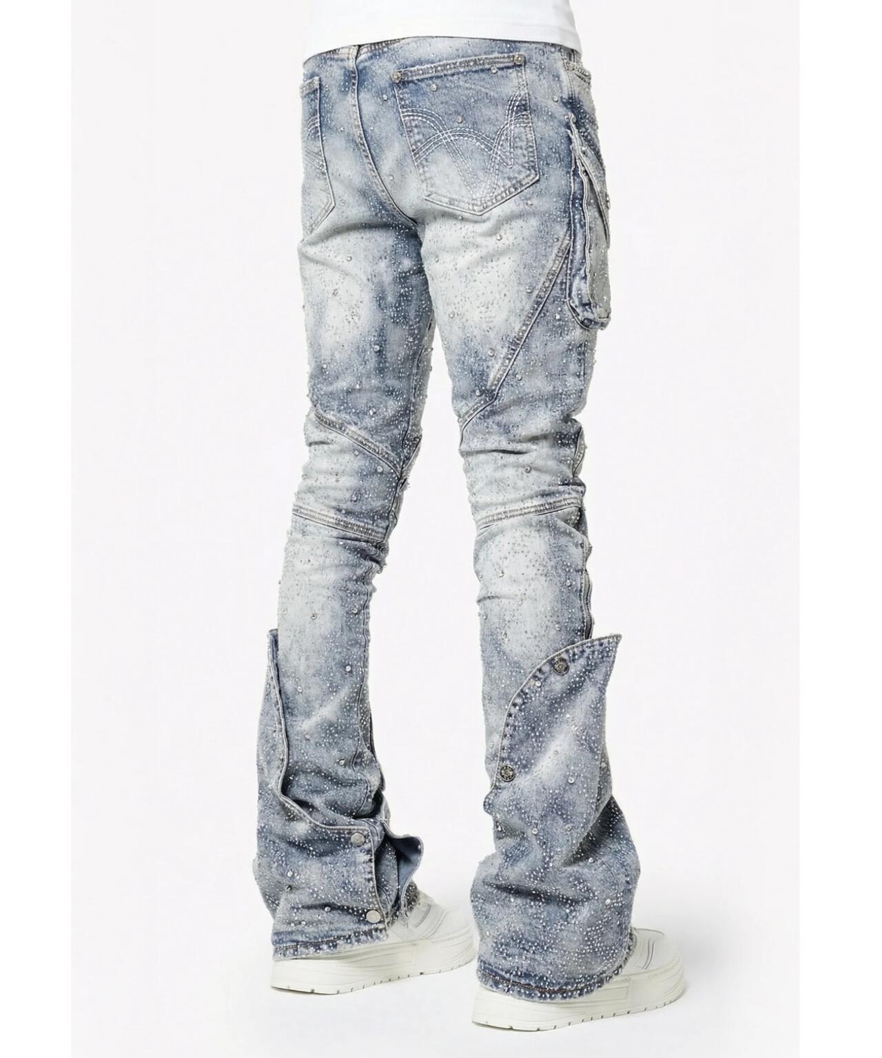 GUAPI/グアピ/Aqua Blue Coffin Arc Embellished Denim
