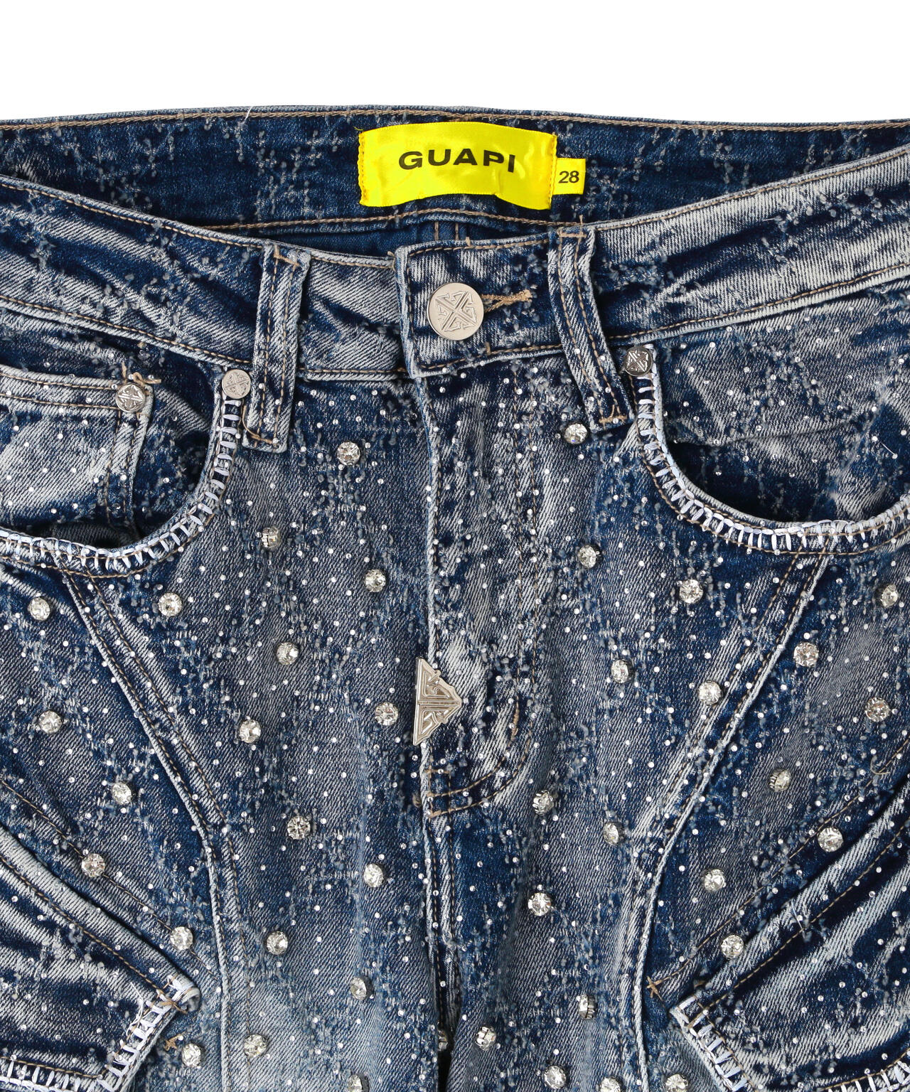 GUAPI/グアピ/Aqua Blue Coffin Arc Embellished Denim