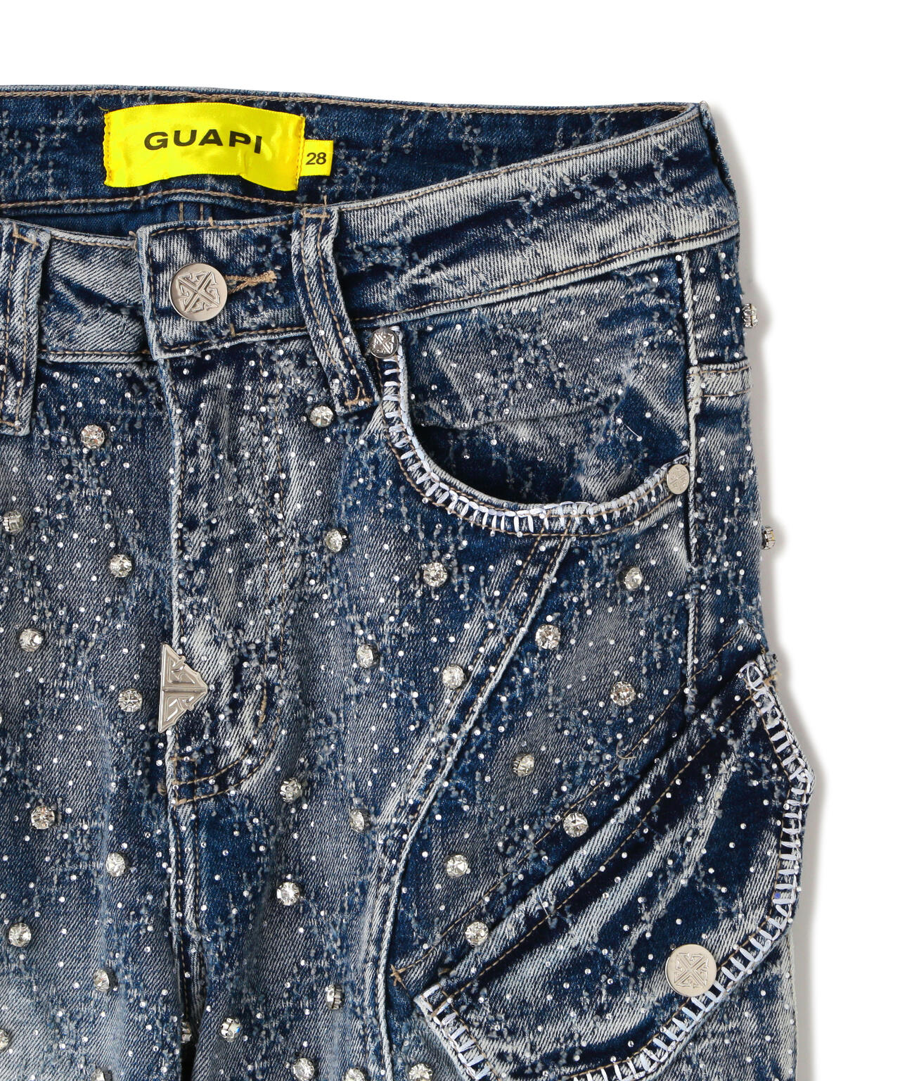 GUAPI/グアピ/Aqua Blue Coffin Arc Embellished Denim