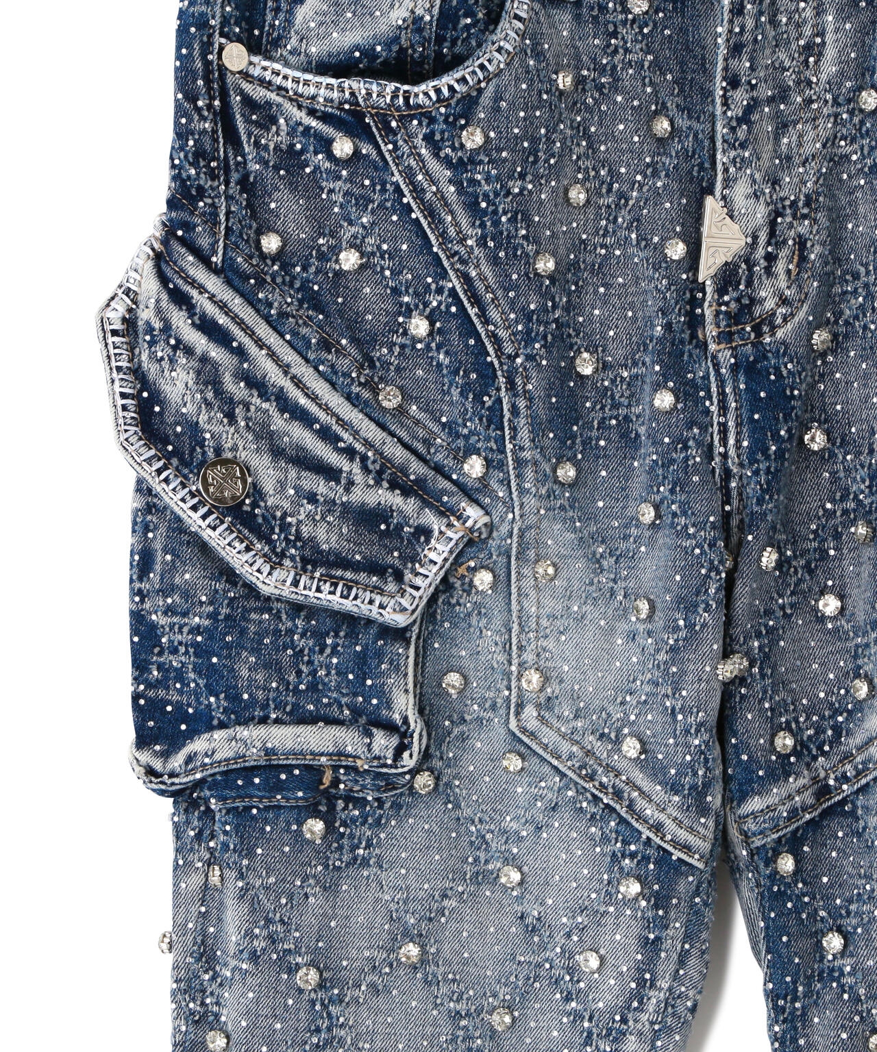 GUAPI/グアピ/Aqua Blue Coffin Arc Embellished Denim