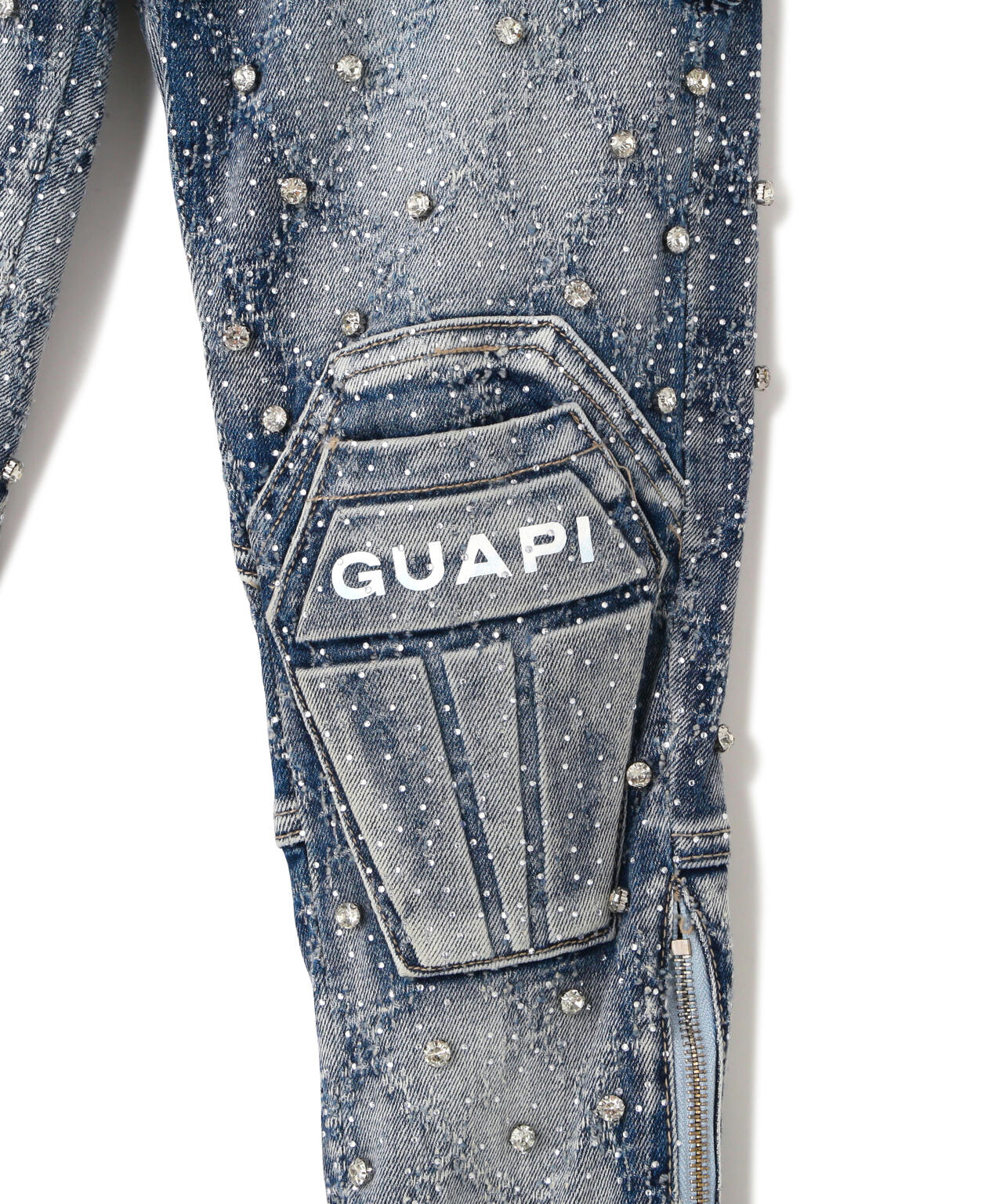GUAPI/グアピ/Aqua Blue Coffin Arc Embellished Denim