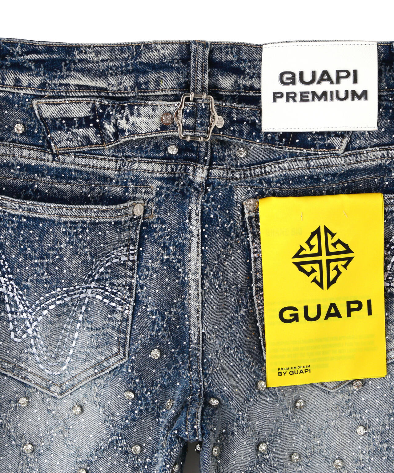 GUAPI/グアピ/Aqua Blue Coffin Arc Embellished Denim