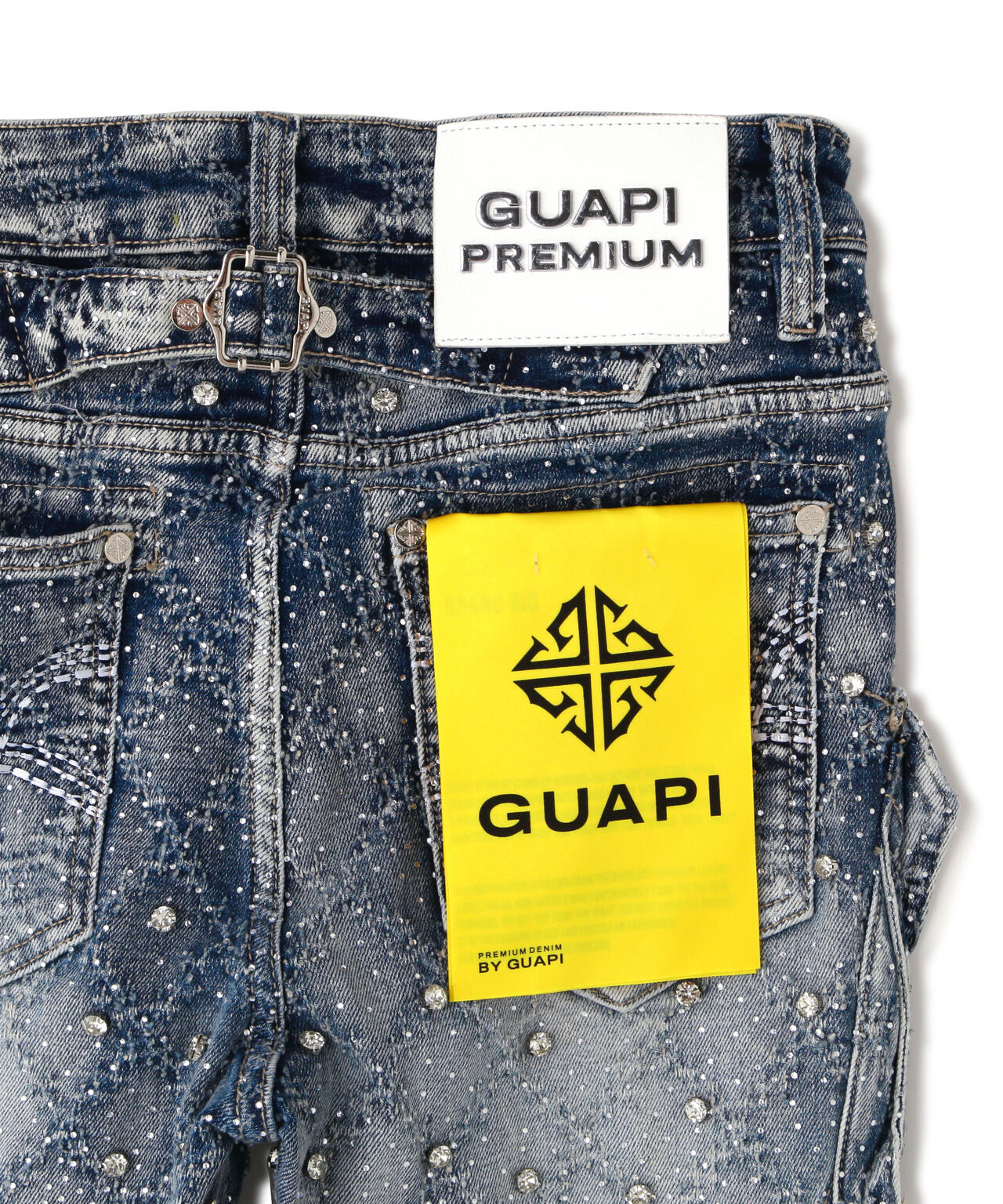 GUAPI/グアピ/Aqua Blue Coffin Arc Embellished Denim
