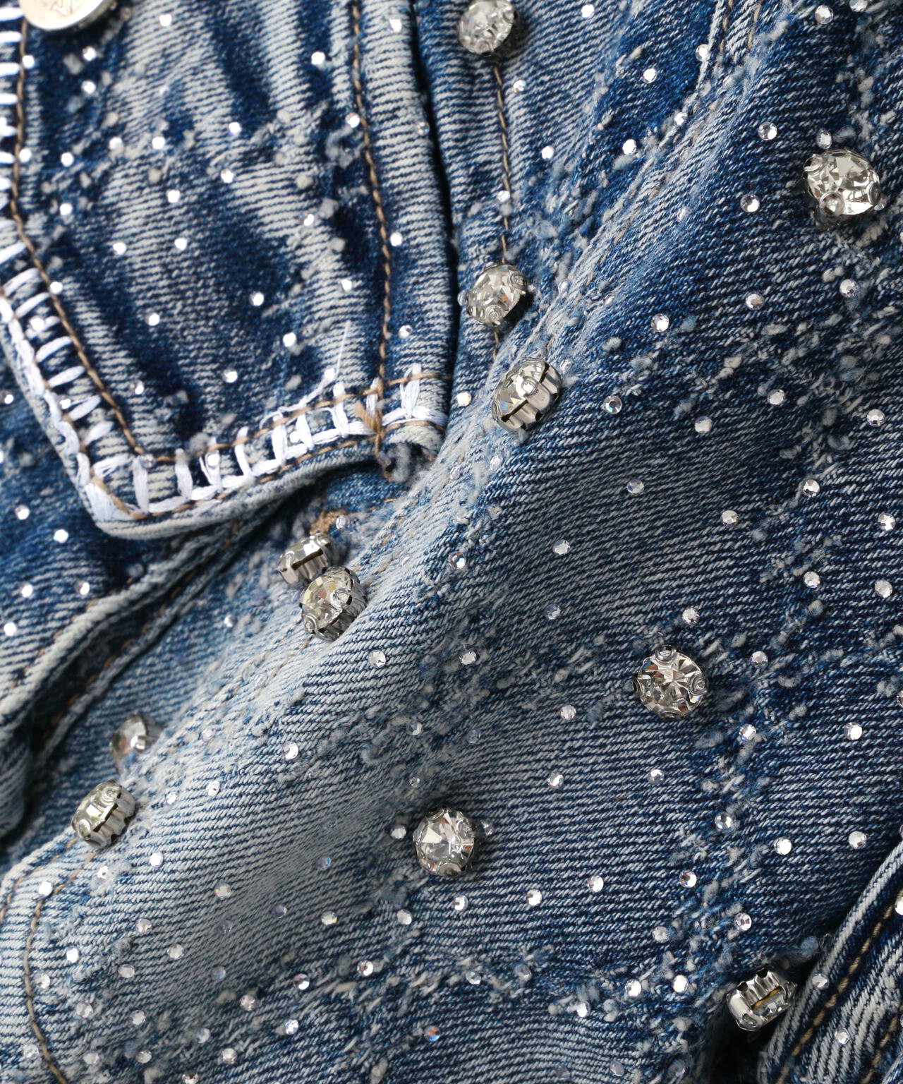 GUAPI/グアピ/Aqua Blue Coffin Arc Embellished Denim