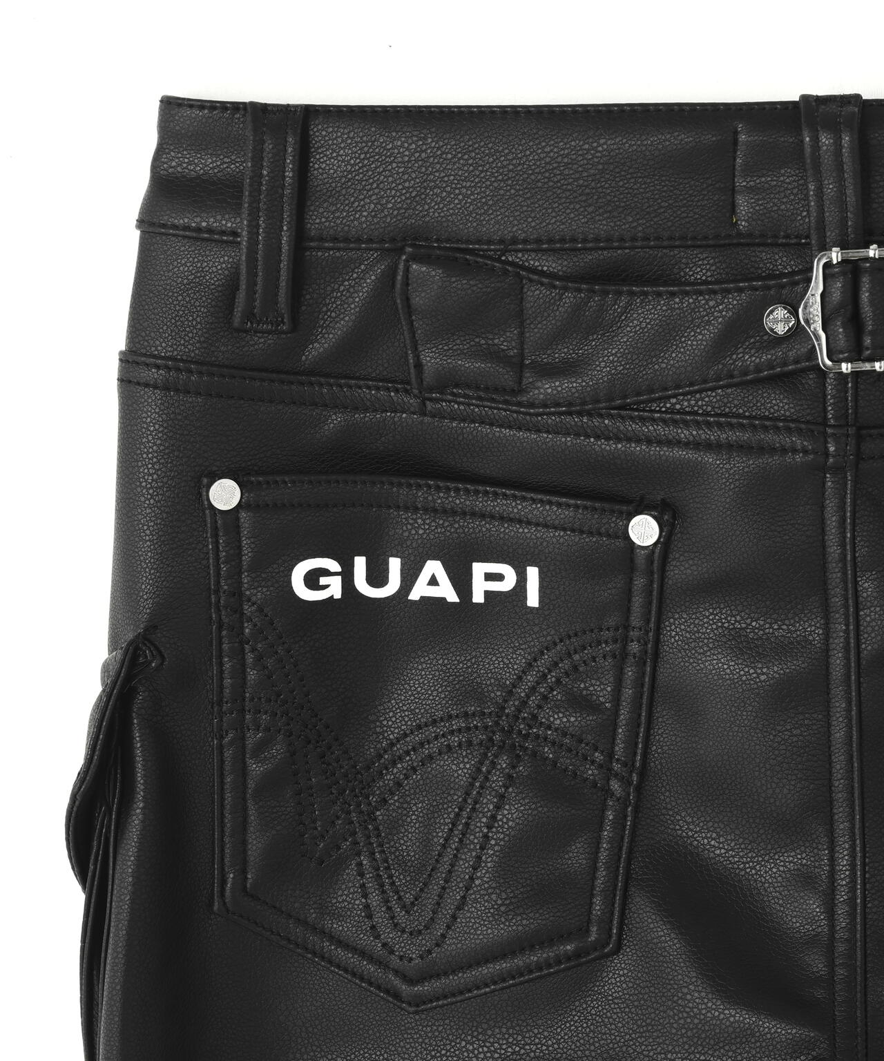 GUAPI/グアピ/Black Coffin Arc Leather Pant