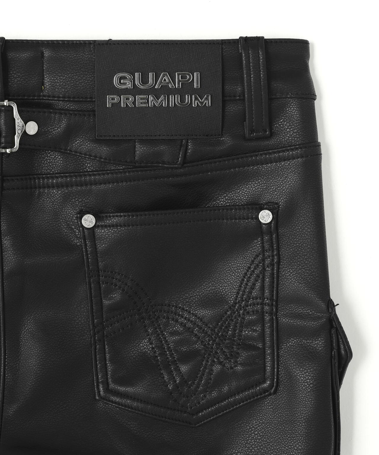 GUAPI/グアピ/Black Coffin Arc Leather Pant