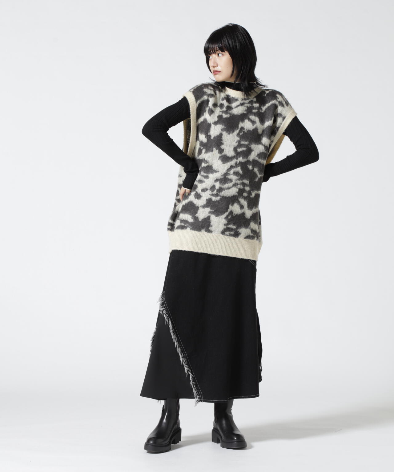 DROIT BELLO（ドロイトベロ）ジャガード柄シャギーニット