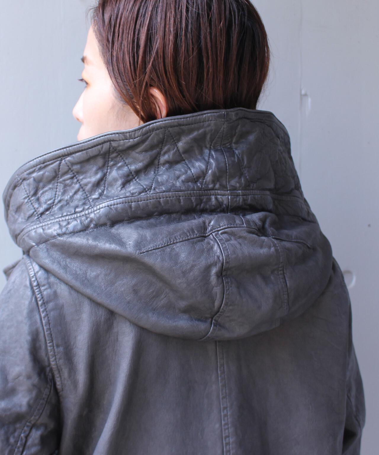 NCB neat caprice brand(エヌシービーニートカプリスブランド)   レザーフードジャケット WOMEN'S