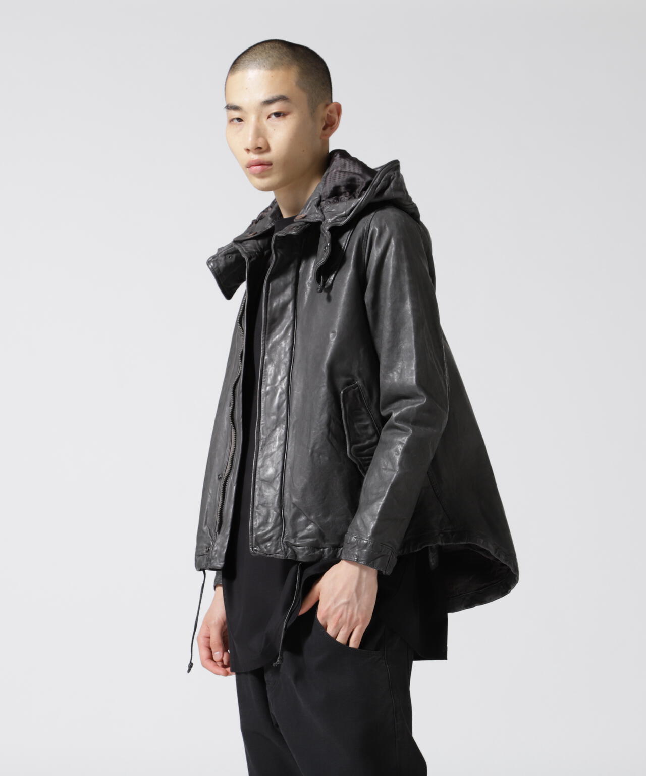 NCB neat caprice brand(エヌシービーニートカプリスブランド)   レザーフードジャケット WOMEN'S
