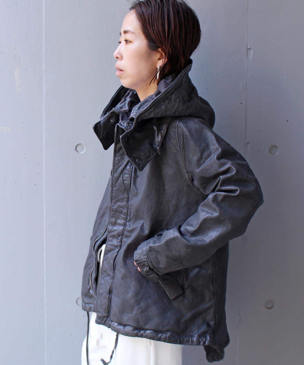 NCB neat caprice brand(エヌシービーニートカプリスブランド)   レザーフードジャケット WOMEN'S