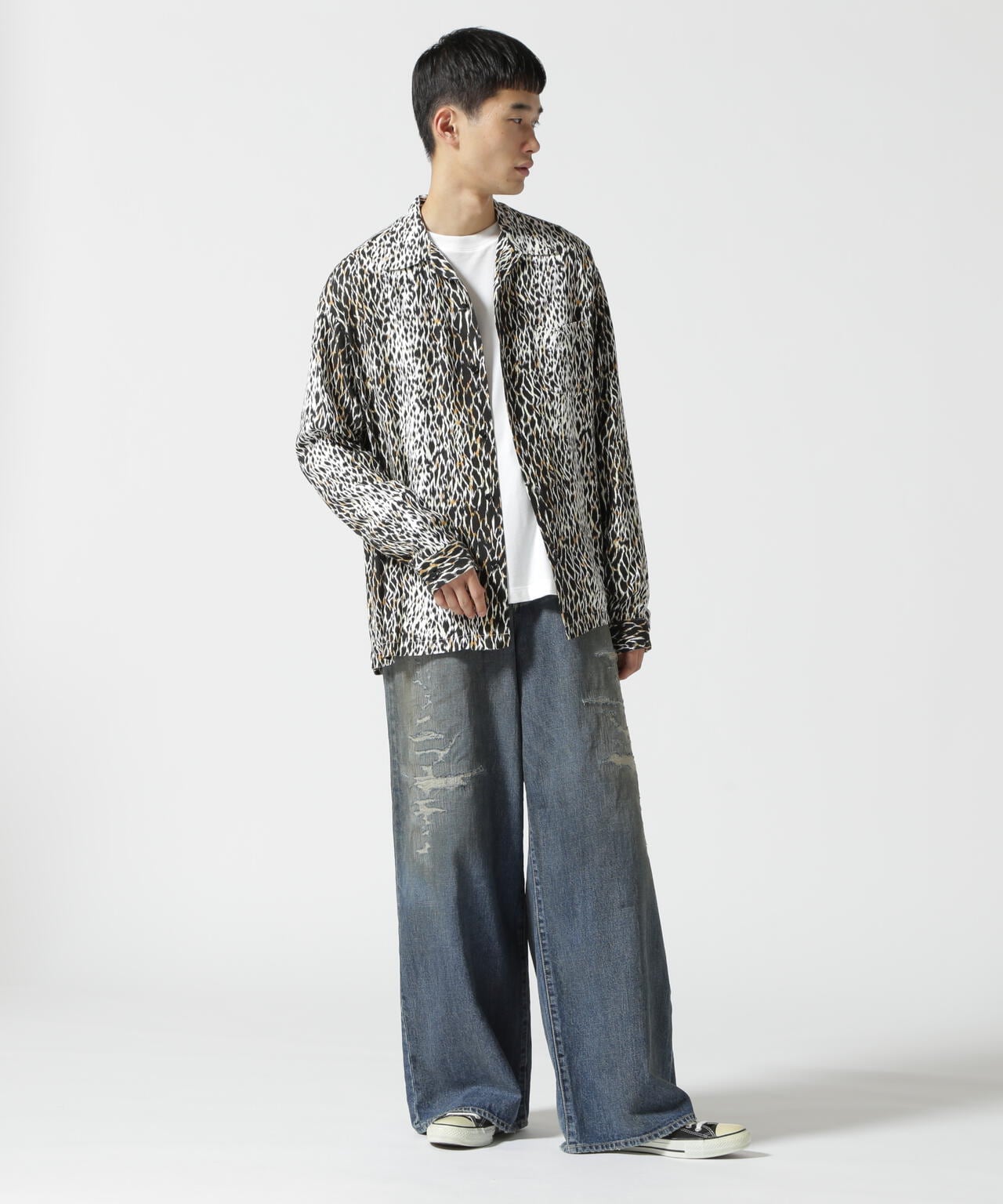 MINEDENIM（マインデニム）Leopard Open Collar SH