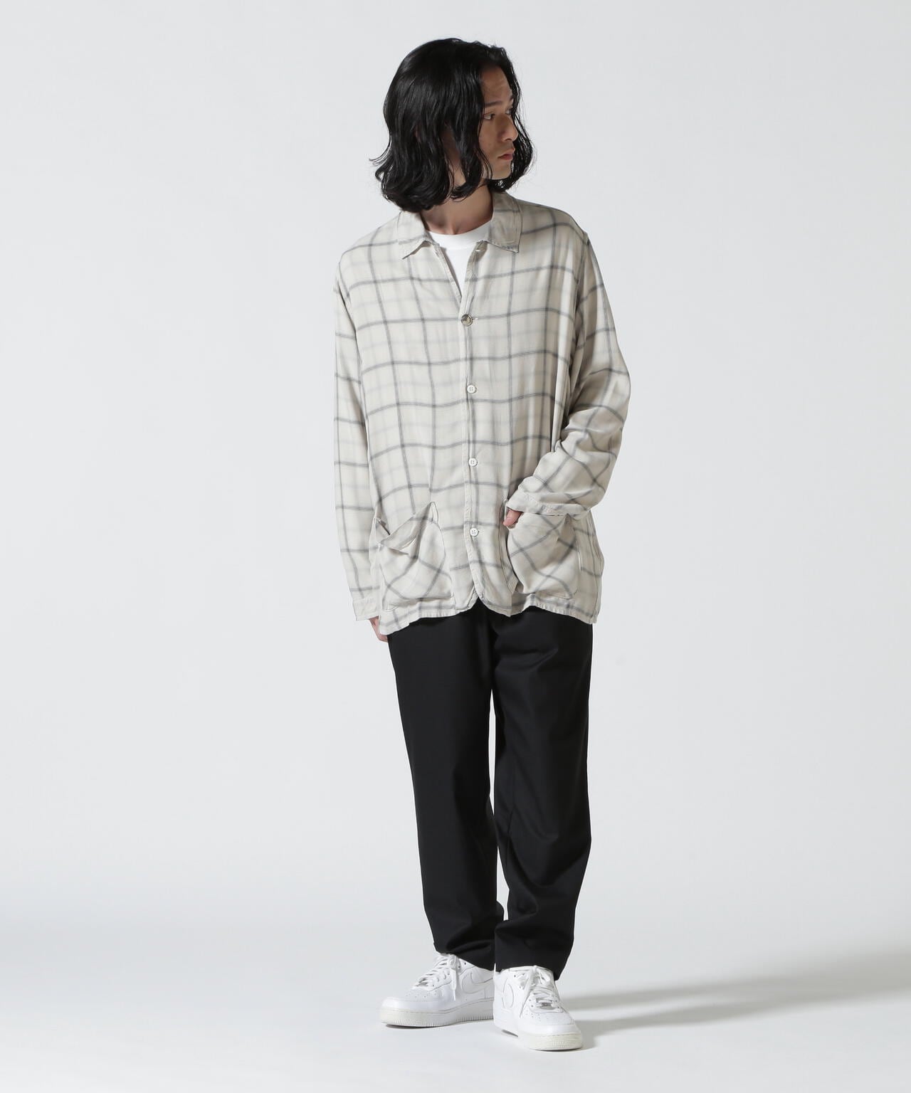 REMI RELIEF(レミレリーフ) 別注レーヨンチェックカバーオールシャツ