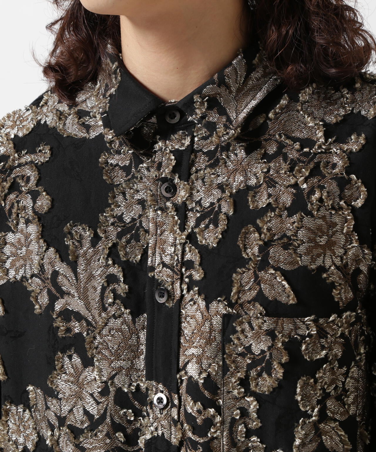LUSOR（ルーソル）FLOWER CUT JQD SHIRT フラワージャカードシャツ