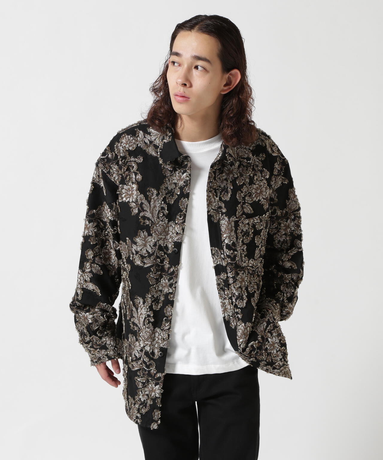 LUSOR（ルーソル）FLOWER CUT JQD SHIRT フラワージャカードシャツ
