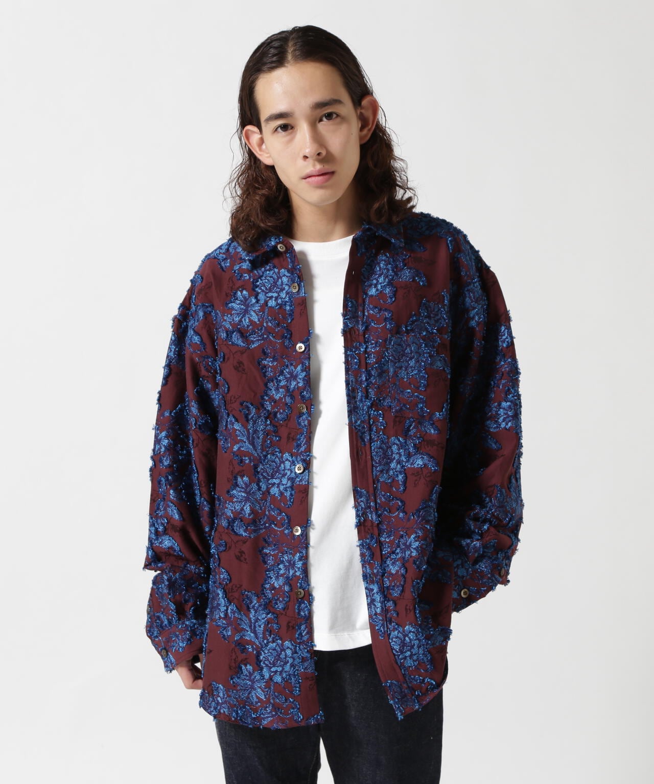 LUSOR（ルーソル）FLOWER CUT JQD SHIRT フラワージャカードシャツ